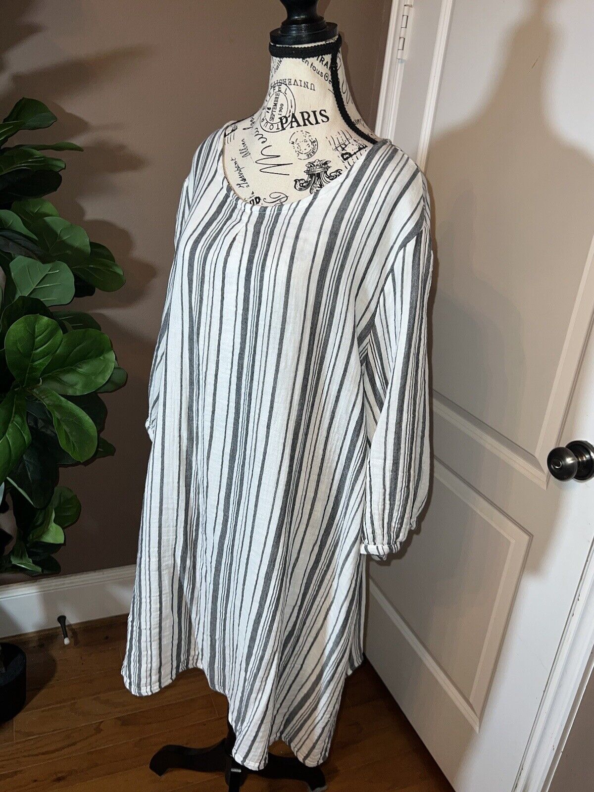 Bryn Walker Black & White Kimono Sleeve Tunic Top Mini Dress 2XL  $198