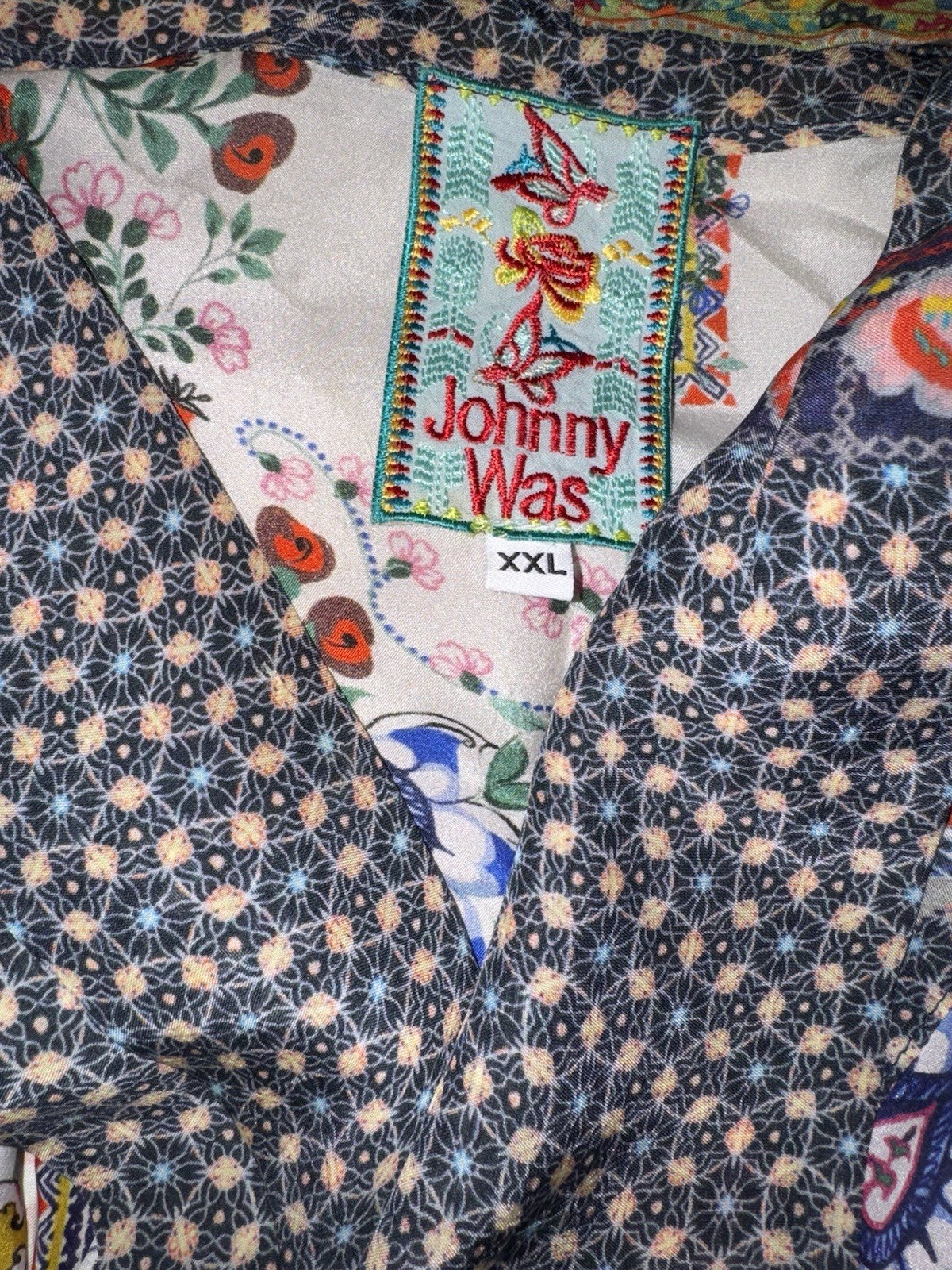 Johnny Was XXL Kimono Jacket Wrap Lightweight Cool OVERSIZED Red White & Blue Johnny Was