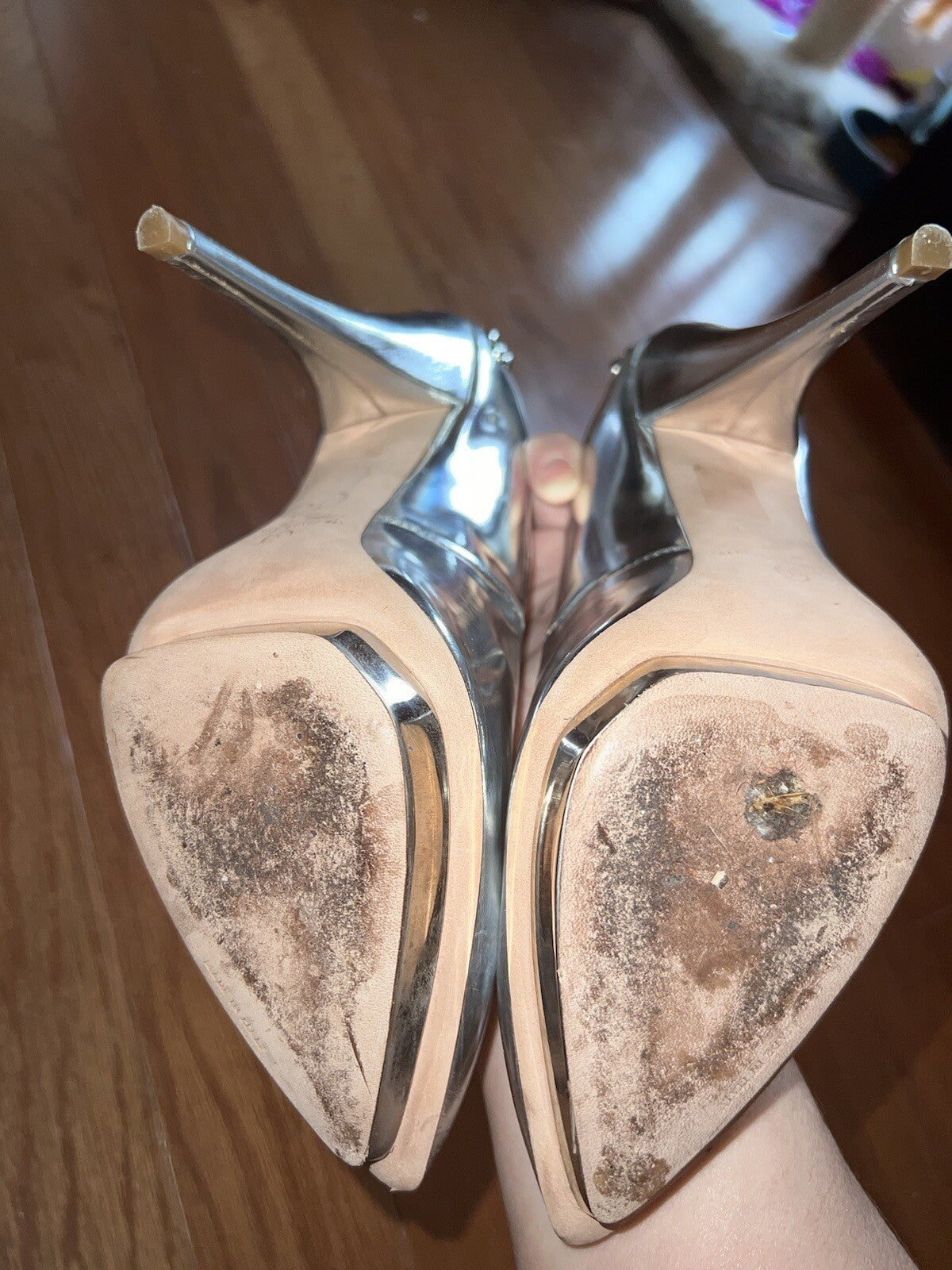 ALEXANDER MCQUEEN Women Studded Leather Pumps Heels Silver Size 39 AUTHENTIC Alexander McQueen