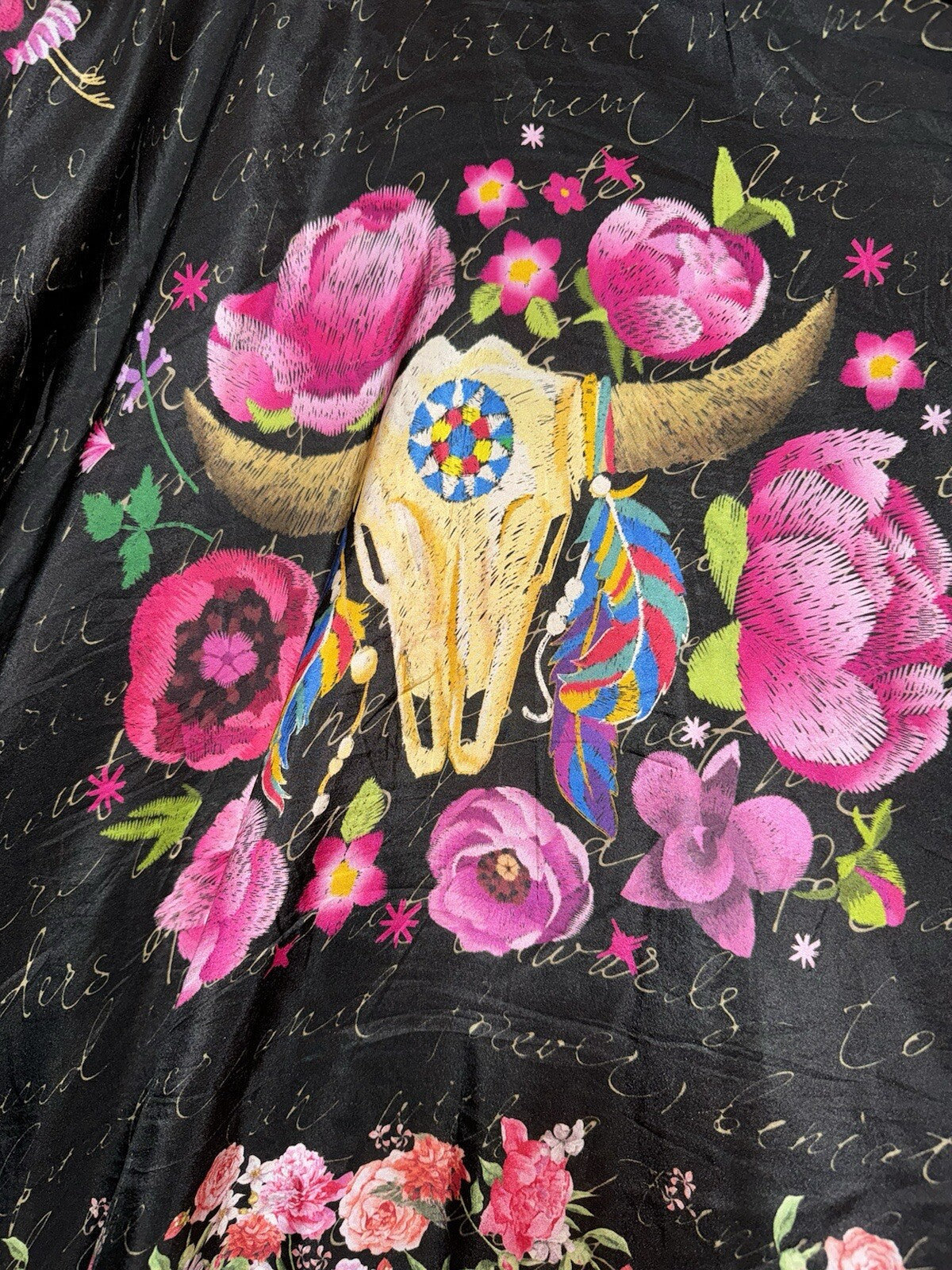 Johnny Was O/S 100% Silk Poncho Wrap Kimono Top Western Texas Native American Johnny Was