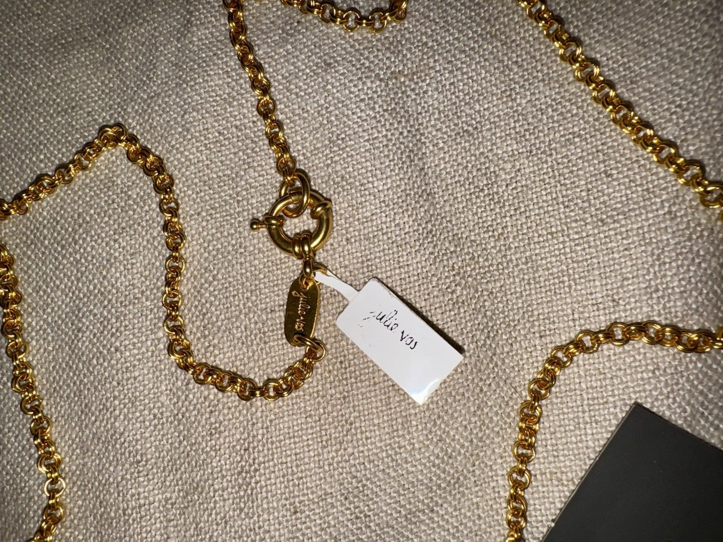 Julie Vos Pearl Statement Necklace Link & 3D Pendant 24k Plated $395 Retail Julie Vos