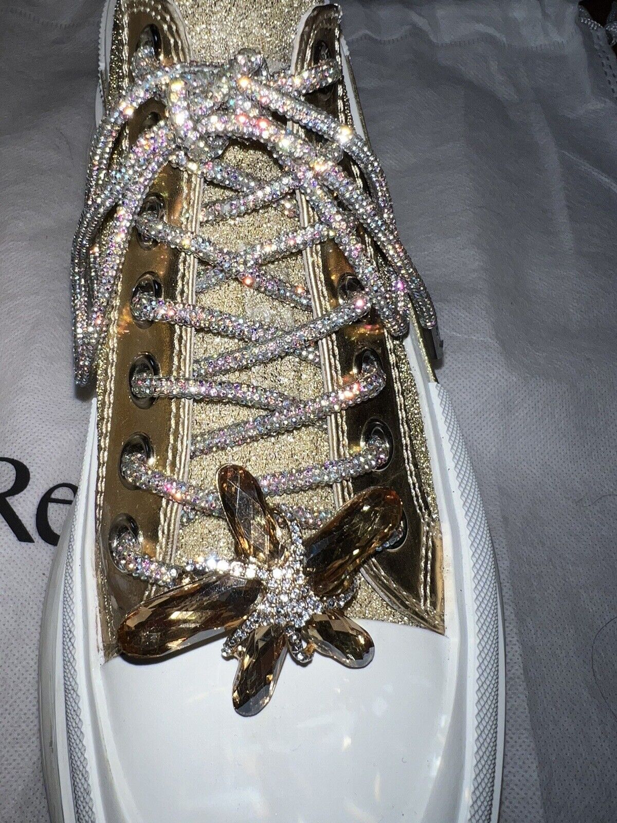 Alexander McQueen Tread Slick Gold Glitter Sneakers Retail $1180 Sz 42 US 10