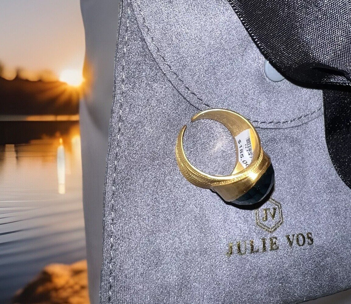 Julie Vos Iridescent Dark Blue Statement Ring Sz 8 ADJUSTABLE Julie Vos