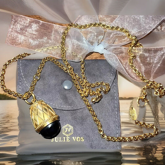 Julie Vos Beautiful Sapphire Colored Pendant 24k Gold Plated Chain Necklace Julie Vos