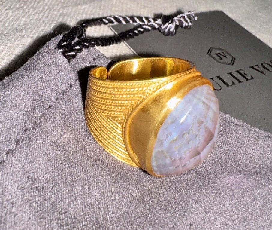 Julie Vos 8 Iridescent Heather Lavender Statement Ring ADJUSTABLE 24K Plated Julie Vos