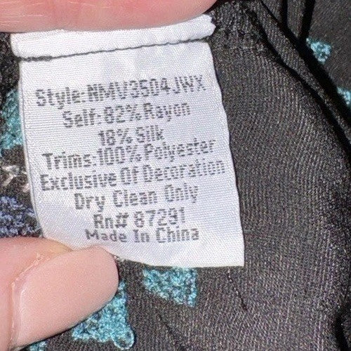 Johnny Was Black Velvet XL Kimono Wrap Duster Jacket Coat Cardigan Aztec Johnny Was