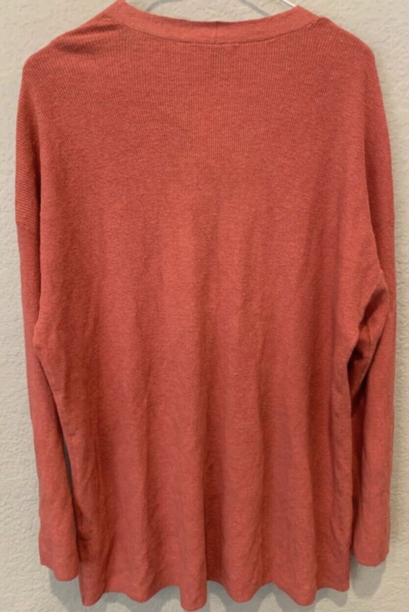 Eileen Fisher Persimmon Linen Cardigan Sweater Sz L