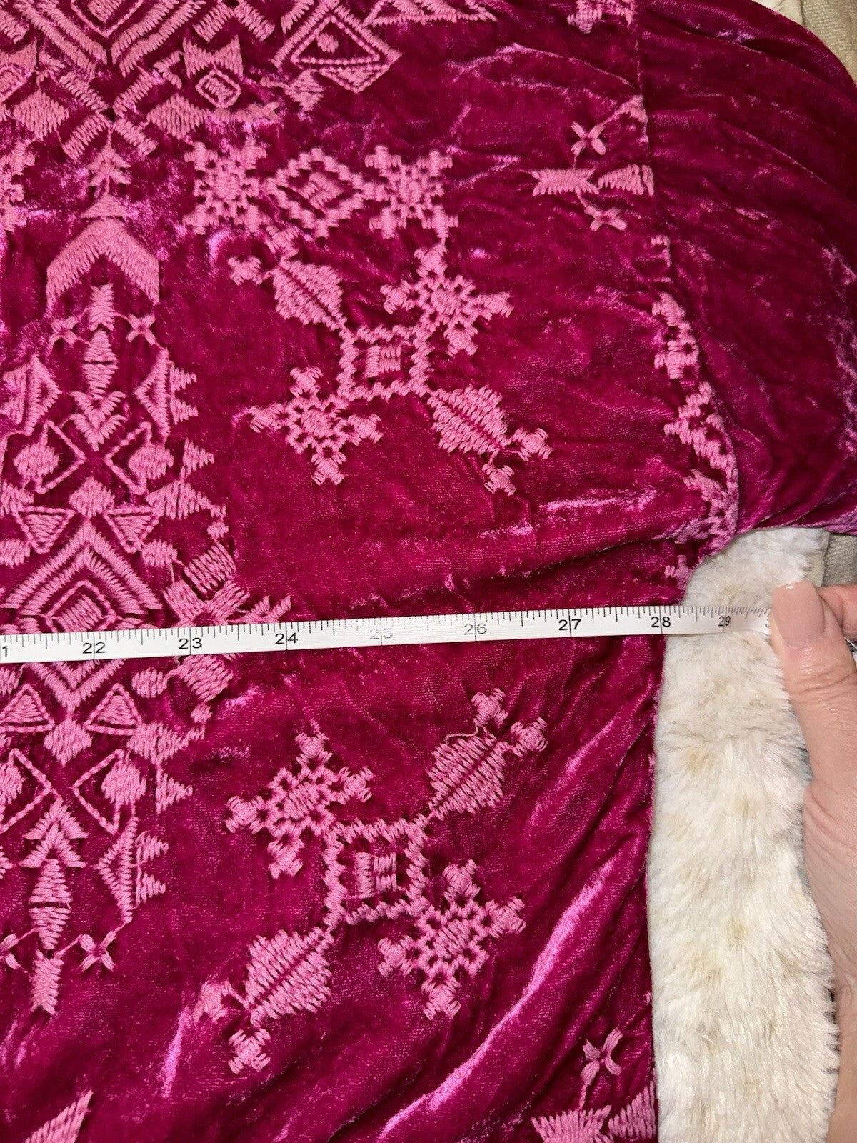 Johnny Was XL 1X Velvet Fuchsia Pink Button Up Shirt Tunic Top Blouse Johnny Was