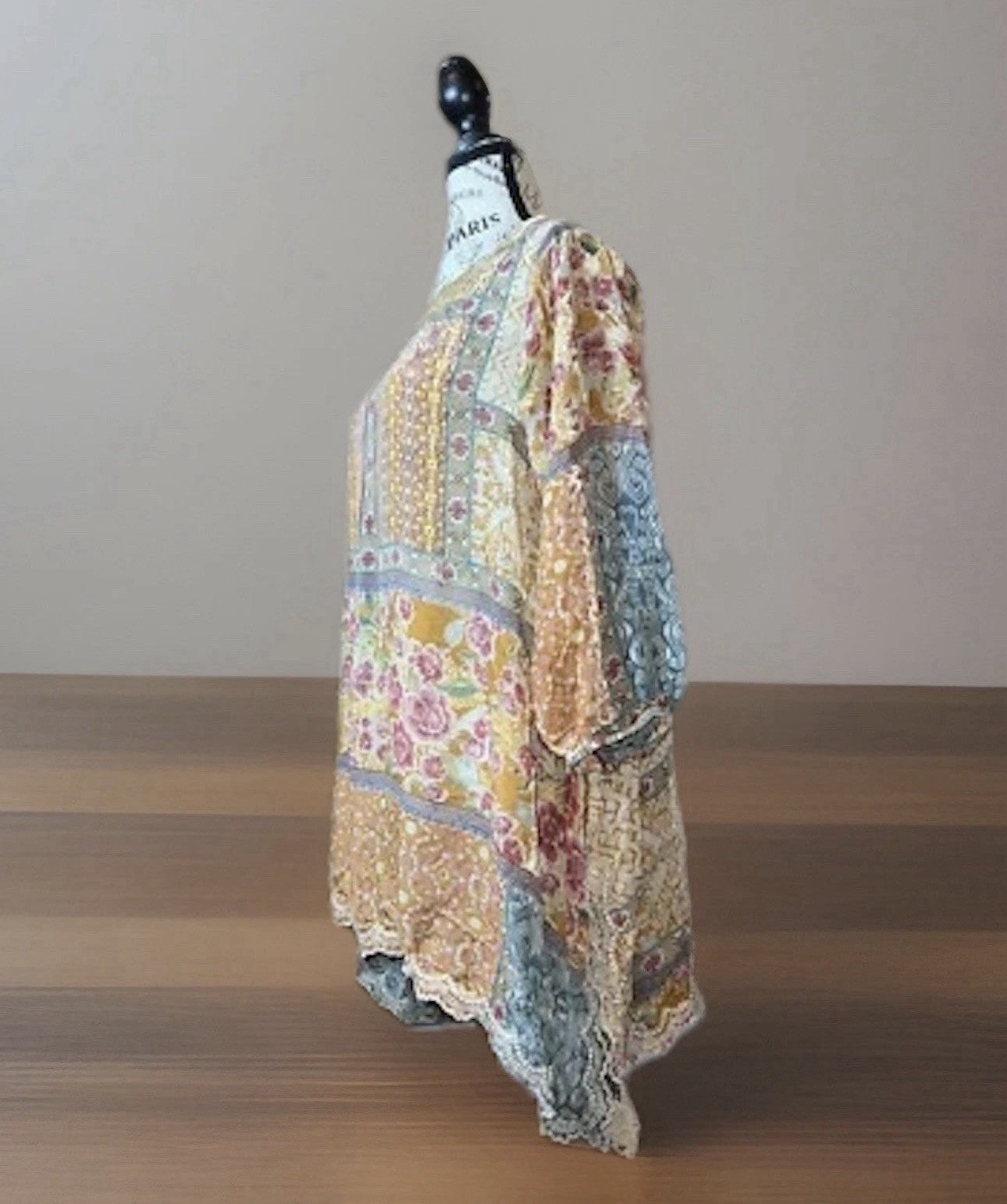 Johnny Was Burnout Silk & Velvet Patchwork Pattern Tunic Top Sz M Medium Johnny Was