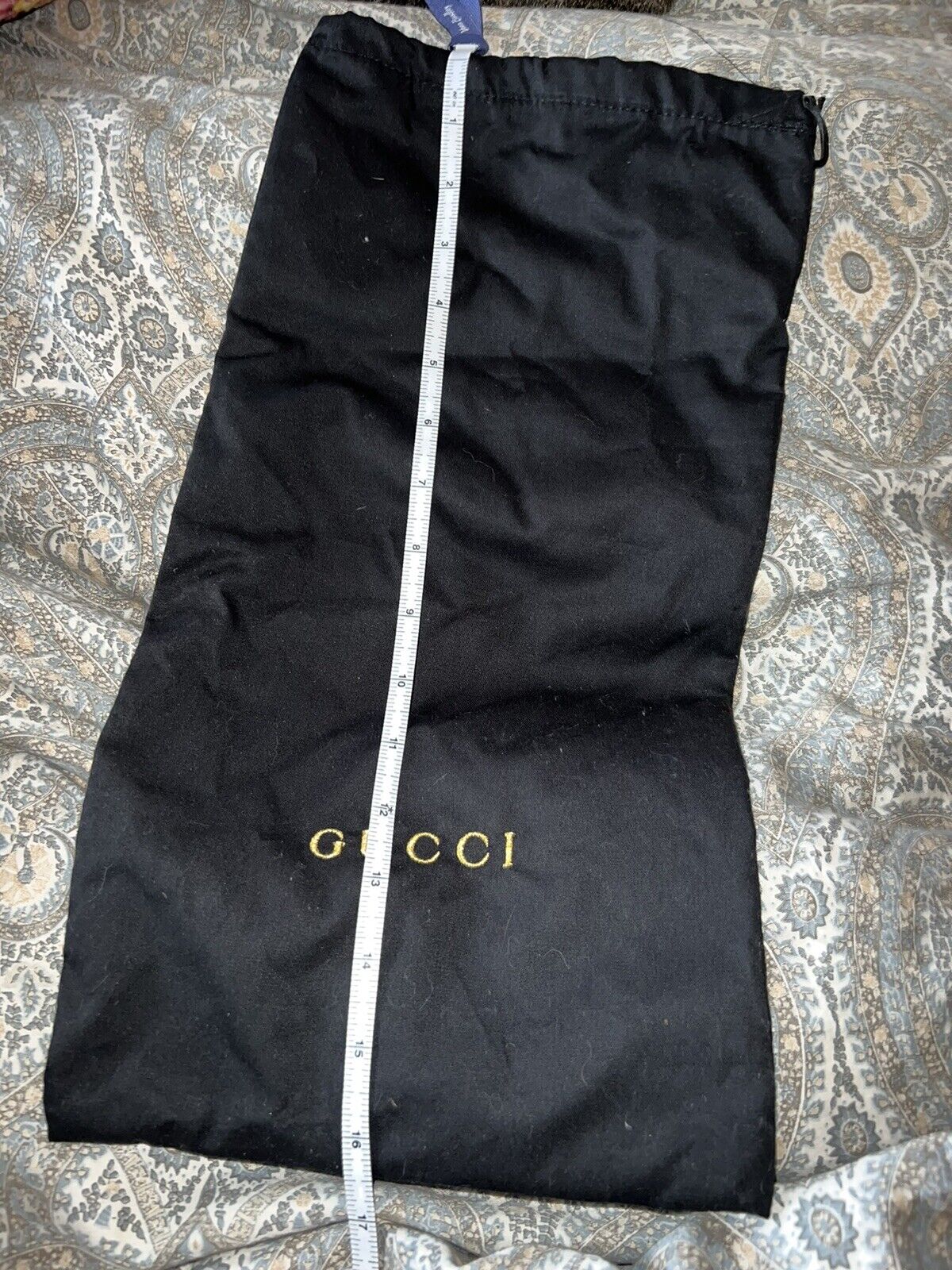 Gucci Shoe/Purse Satin Dust Bag, 8.5X17, Drawstring Closure, Black