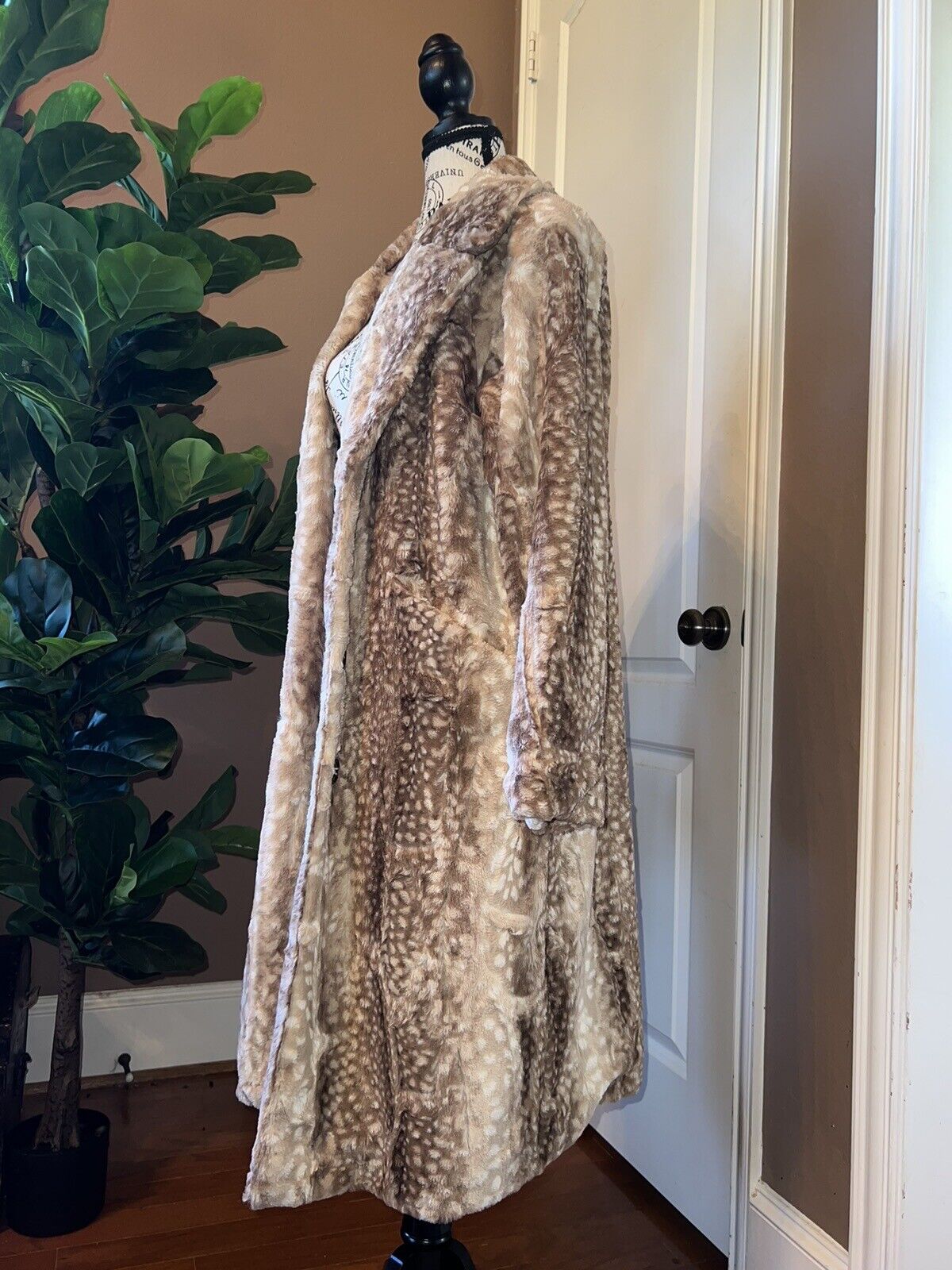 Johnny Was Falyne Faux Fur Coat Jacket Wrap Sz S Small  100% Silk Lining