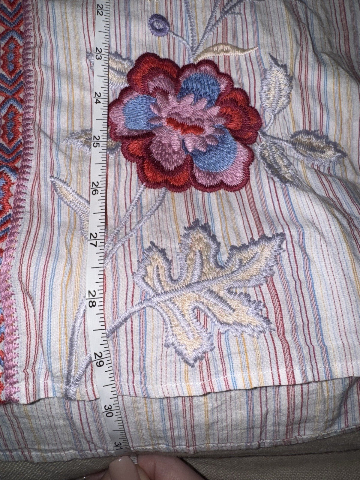 Johnny Was 3x Plus White Pink Button Up Blouse Tunic Top Shirt Lightweight Cool Johnny Was