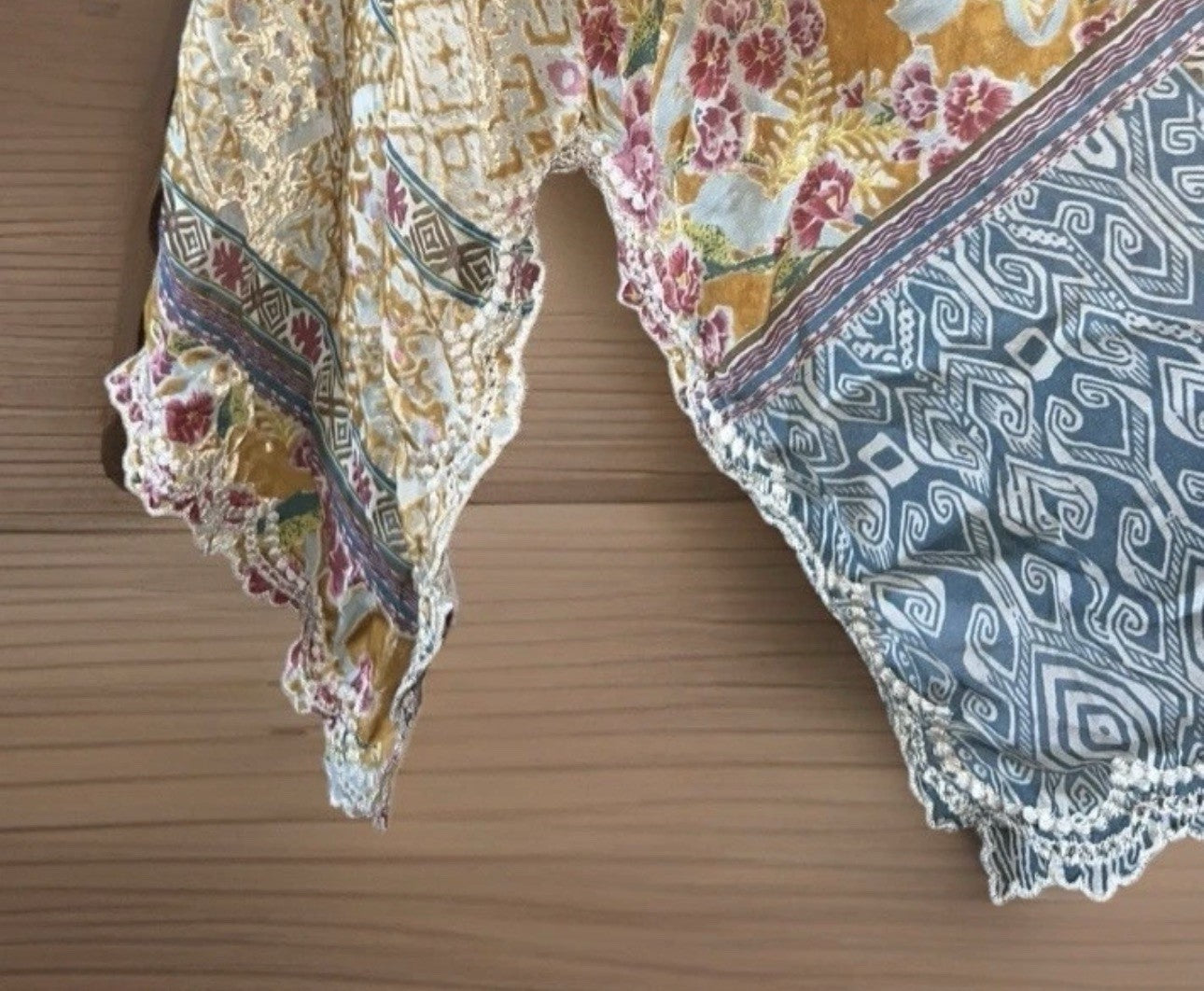 Johnny Was Burnout Silk & Velvet Patchwork Pattern Tunic Top Sz M Medium Johnny Was