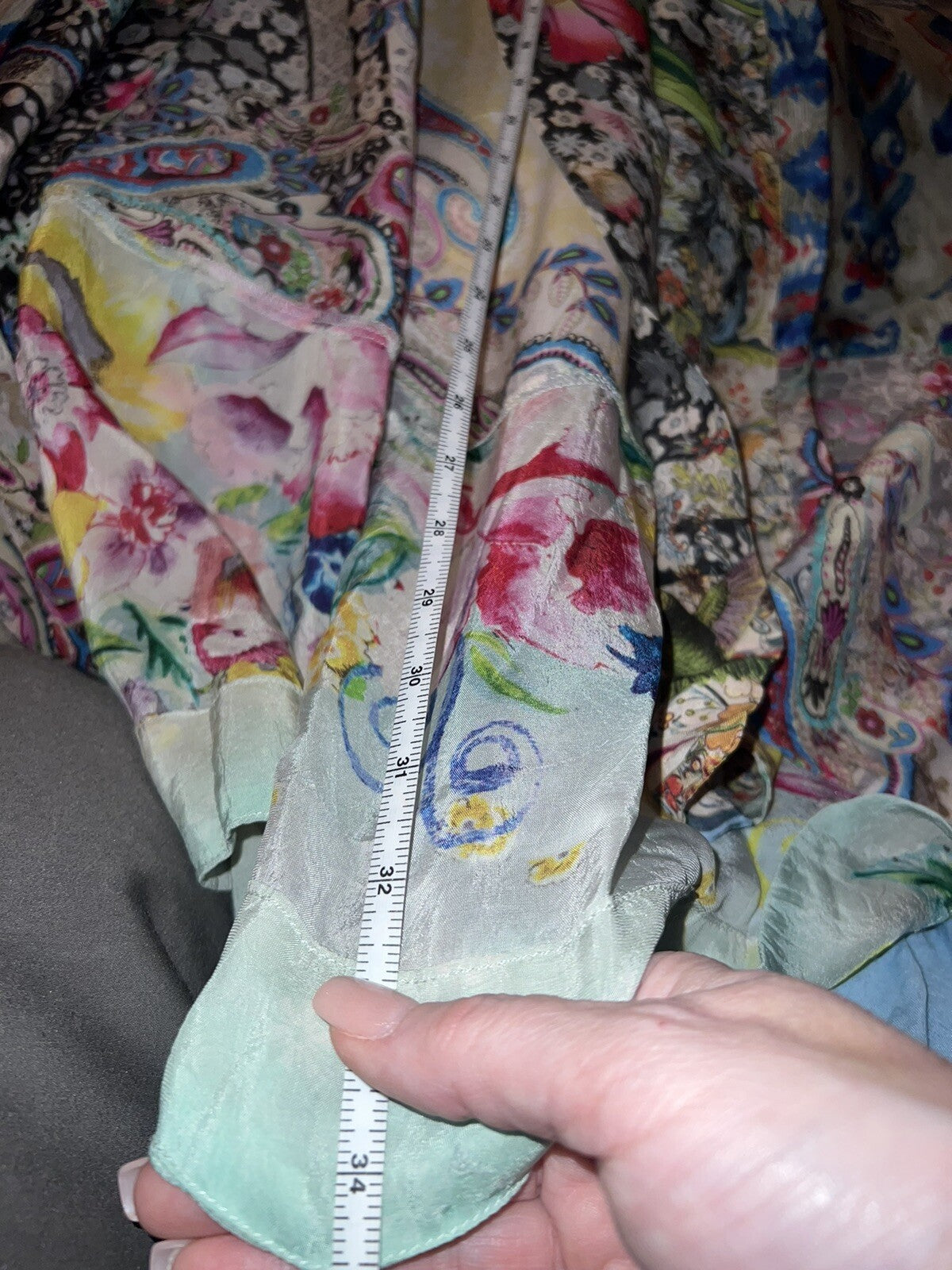 Johnny Was M 100% Silk Kimono Top Lightweight Cool Florals Pastels Cardigan Wrap Johnny Was