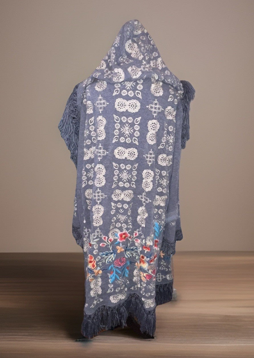 Johnny Was M Sweater Hoodie Coat Jacket Wrap Pockets Fringe Embroidered Johnny Was