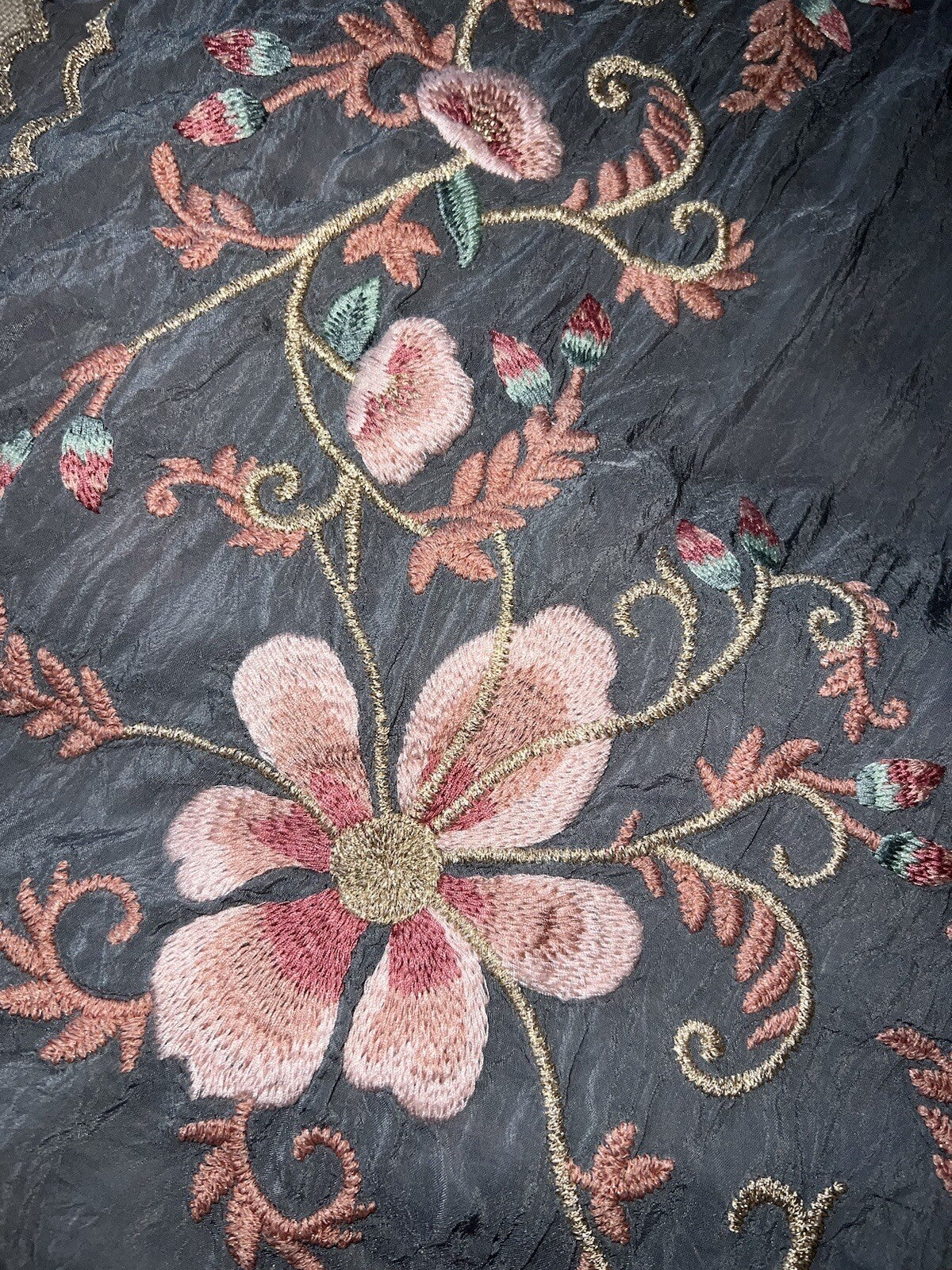 Johnny Was M Silky Kimono Poncho Wrap Top Cover Up Gold Embroidery PitPit 31” Johnny Was