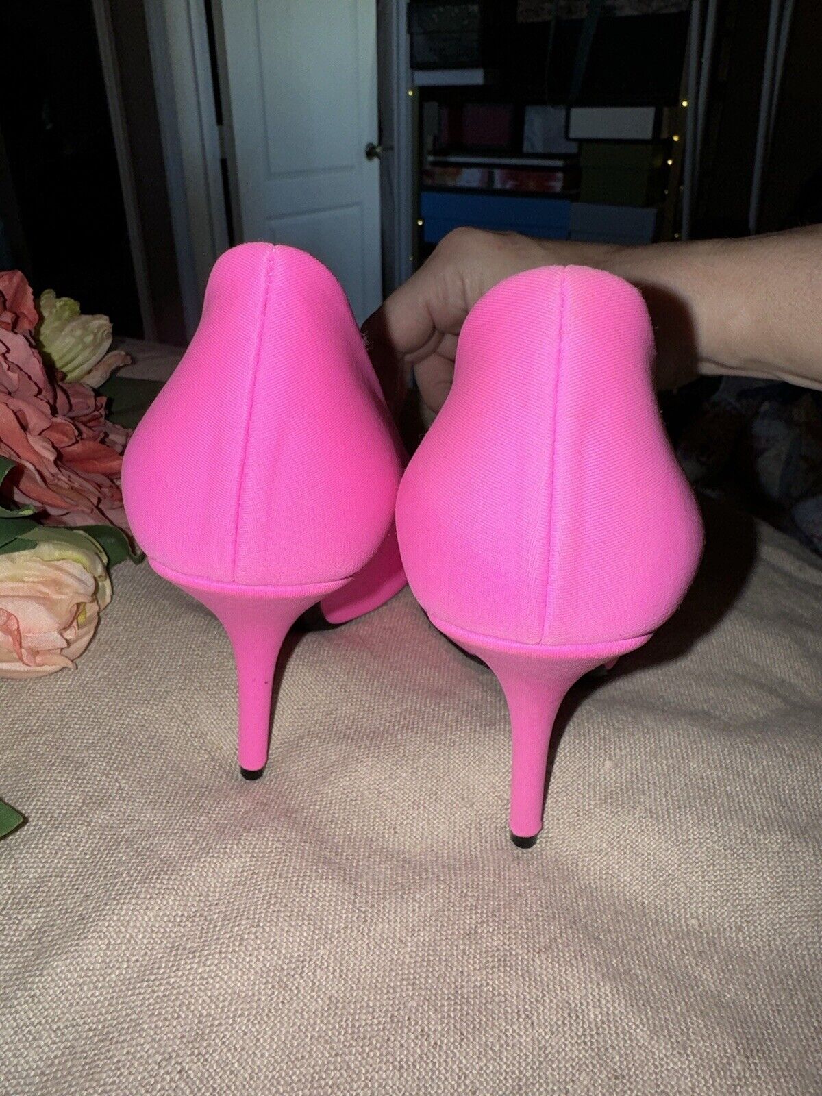 $976 Balenciaga Women's Pink Knife Stretch Stiletto Pump Heels Shoes Sz 37 US 7