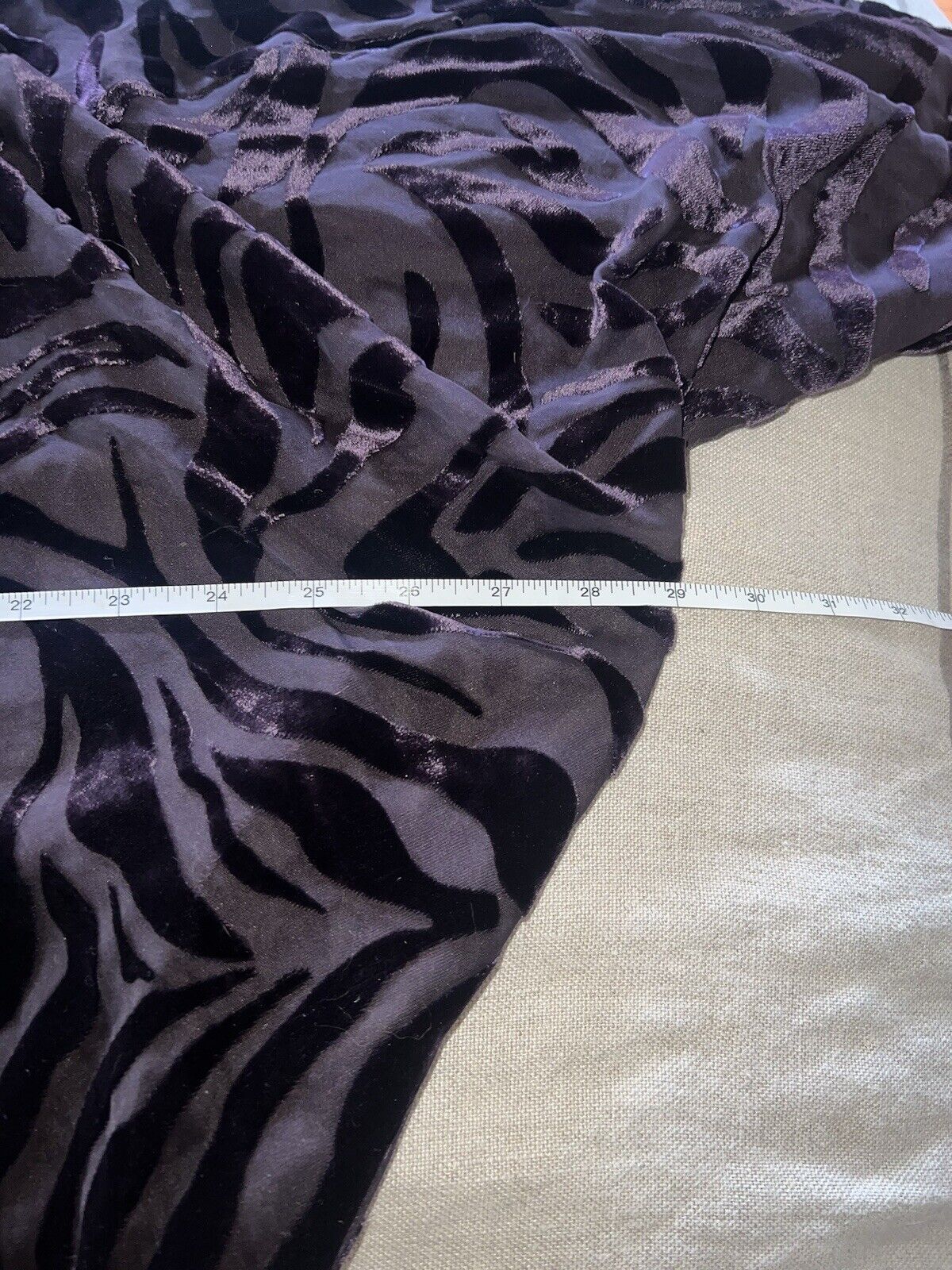 Johnny Was XL Burnout Velvet Long Kimono Duster Wrap Deep Plum Wine Zebra & Gold