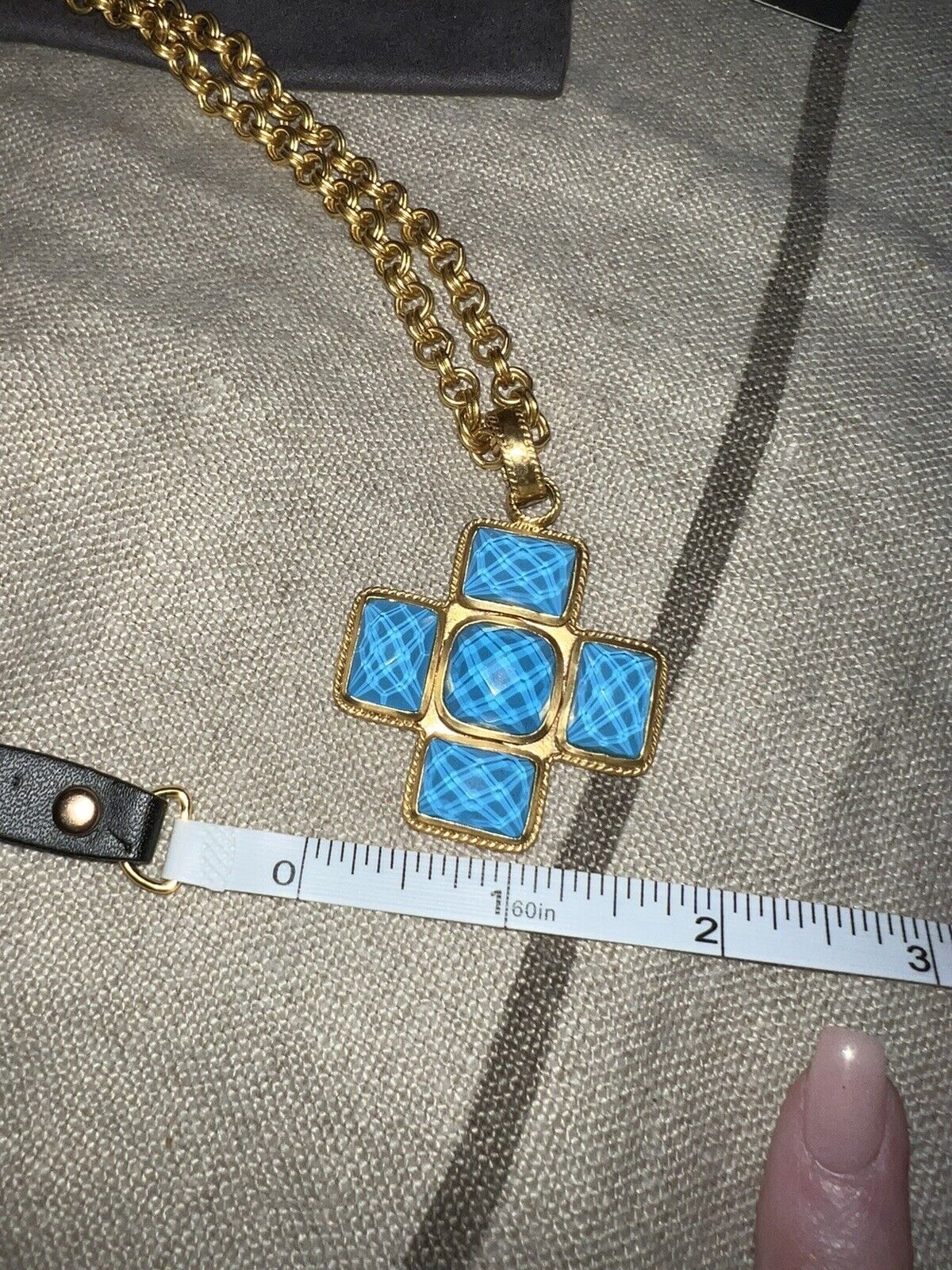 Julie Vos Pacific Blue & 24k Gold Plate Cross Statement Necklace & Pendant