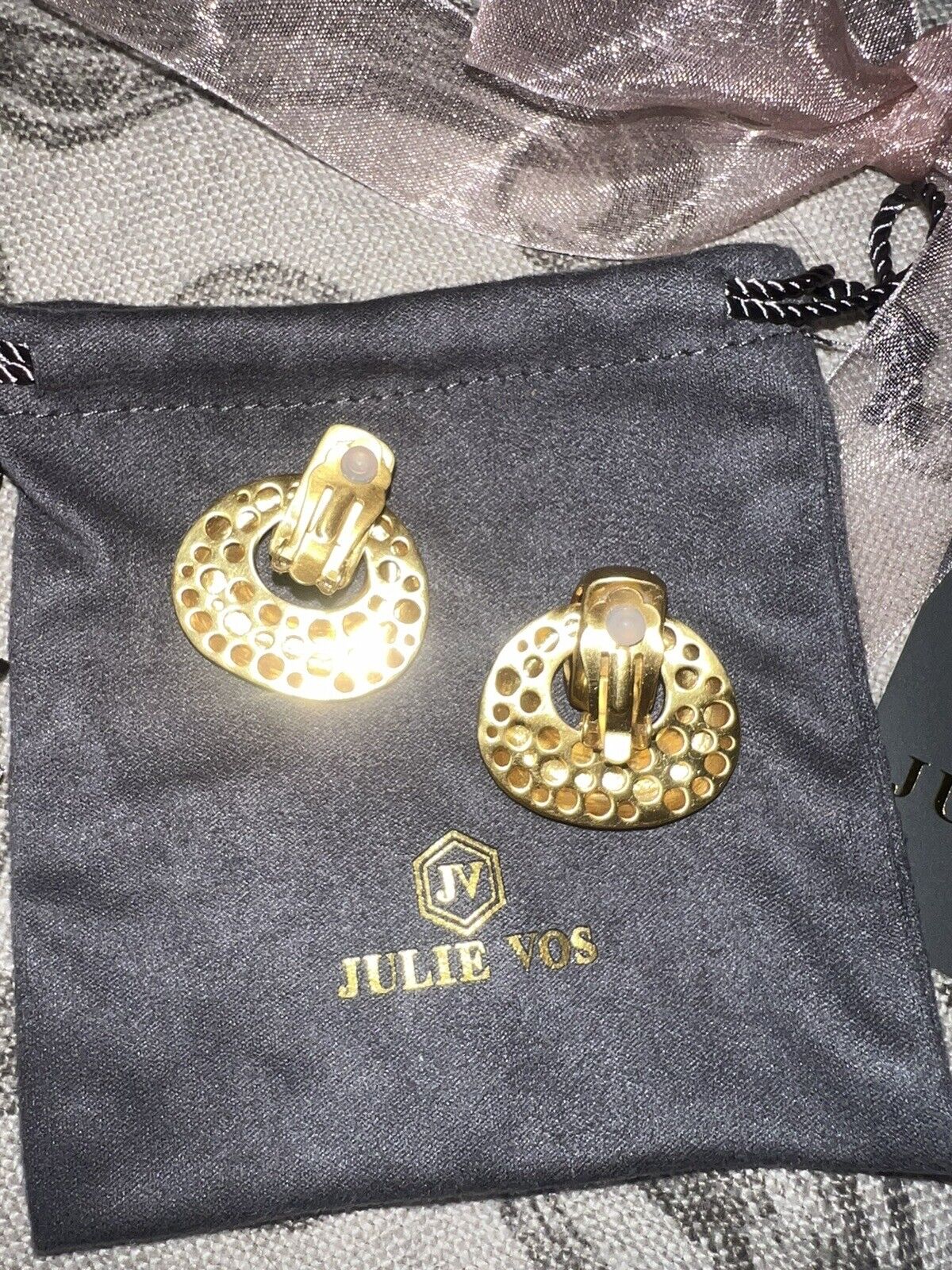 Julie Vos 24k Gold Plated Avalon Door Knocker Clip On Earrings