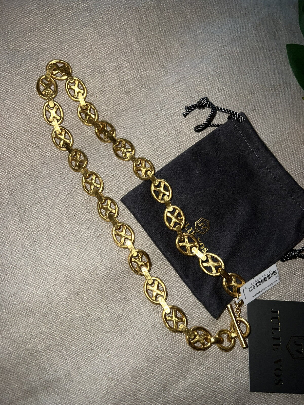 Julie Vos 24k Gold Plated XO Toggle Link Necklace ADJUSTABLE STUNNING Julie Vos