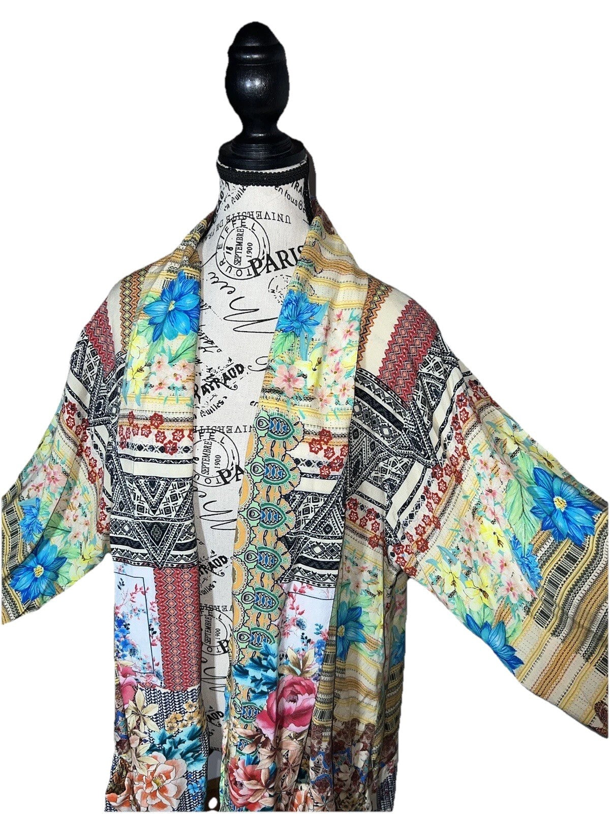 Johnny Was XL Patchwork Floral Kimono Cardigan Soft & Flowy Wrap Jacket Top Johnny Was