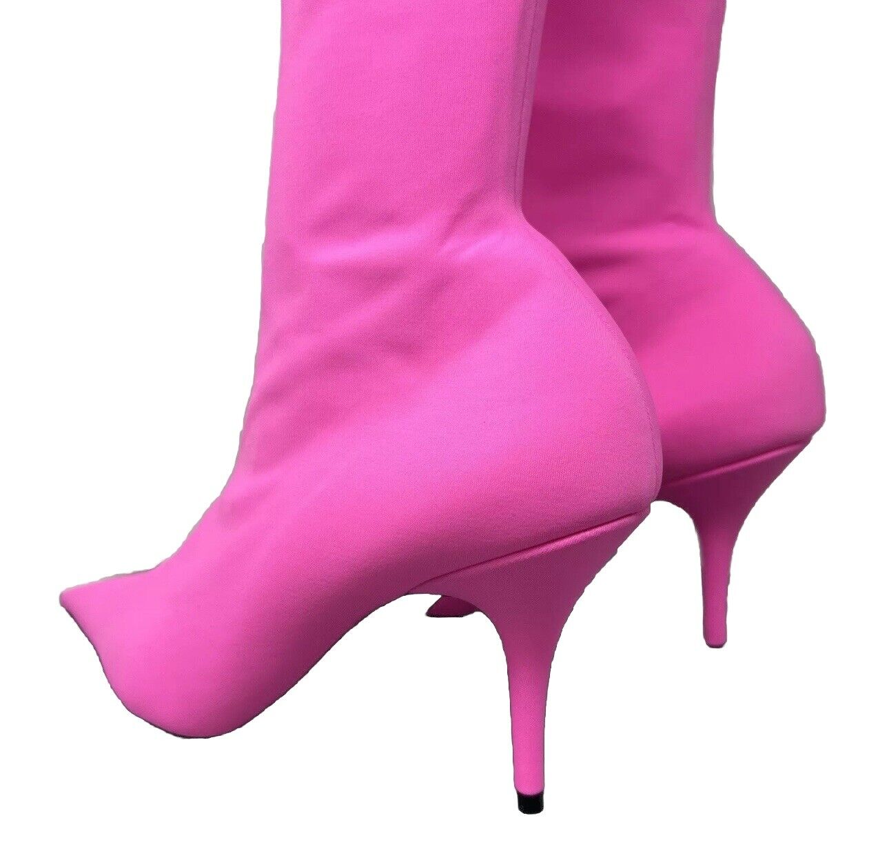 Balenciaga Knife Bootie Spandex Matt Fluo Pink Kitten Heel Boots EU 38.5