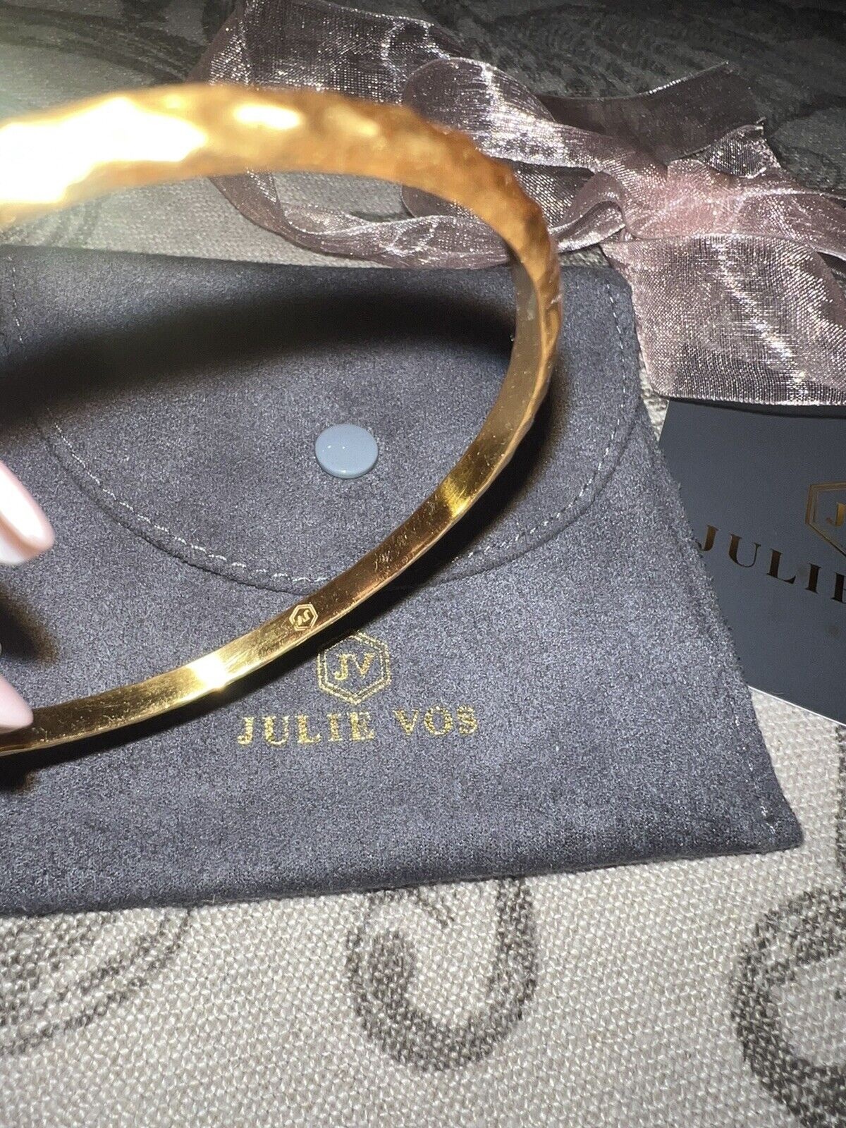 NEW Julie Vos Bangle Bracelet MEDIUM 24k Gold Plated NWOT