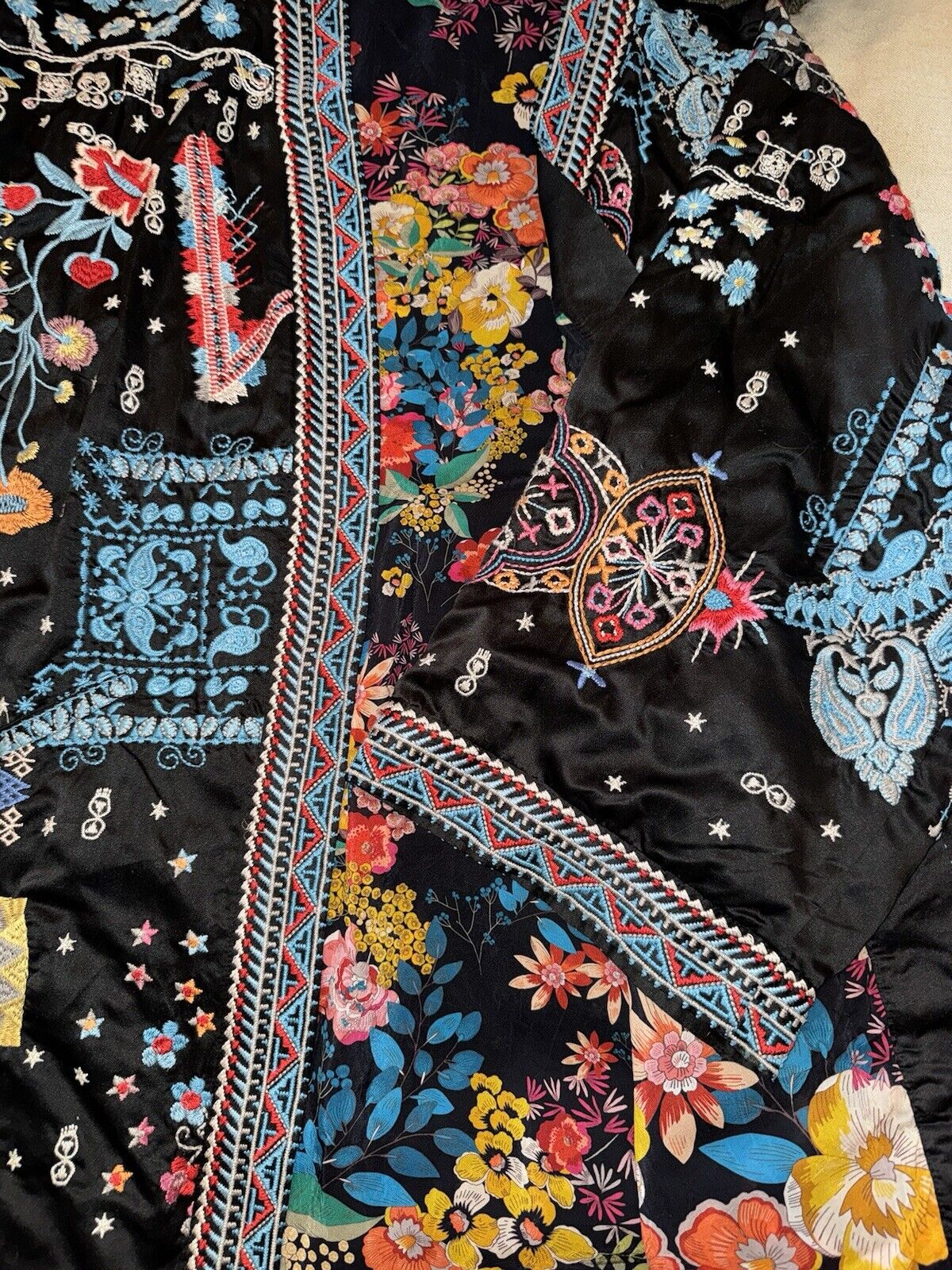 Johnny Was XL 1X Reversible KIMONO Jacket Coat Wrap Embroidery STUNNING