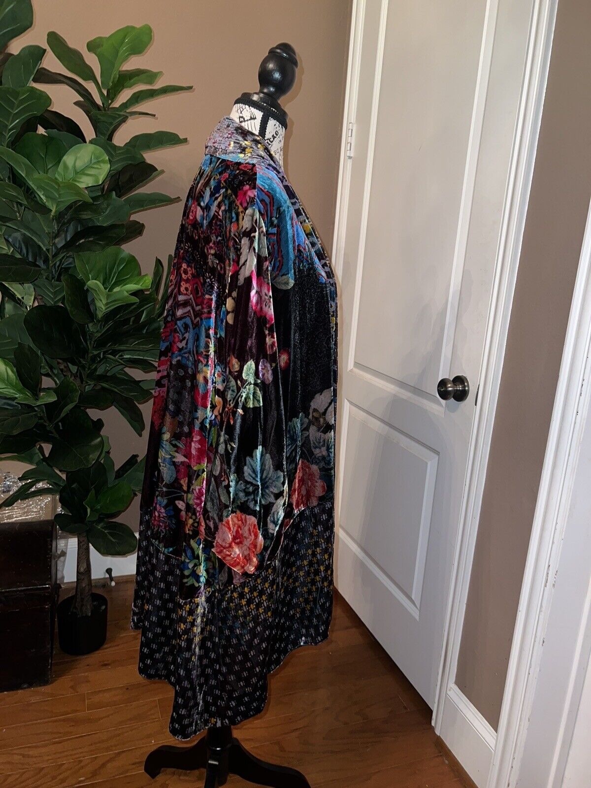 Johnny Was 3X Velvet Kimono Wrap Jacket Duster Rich Colors Oversized