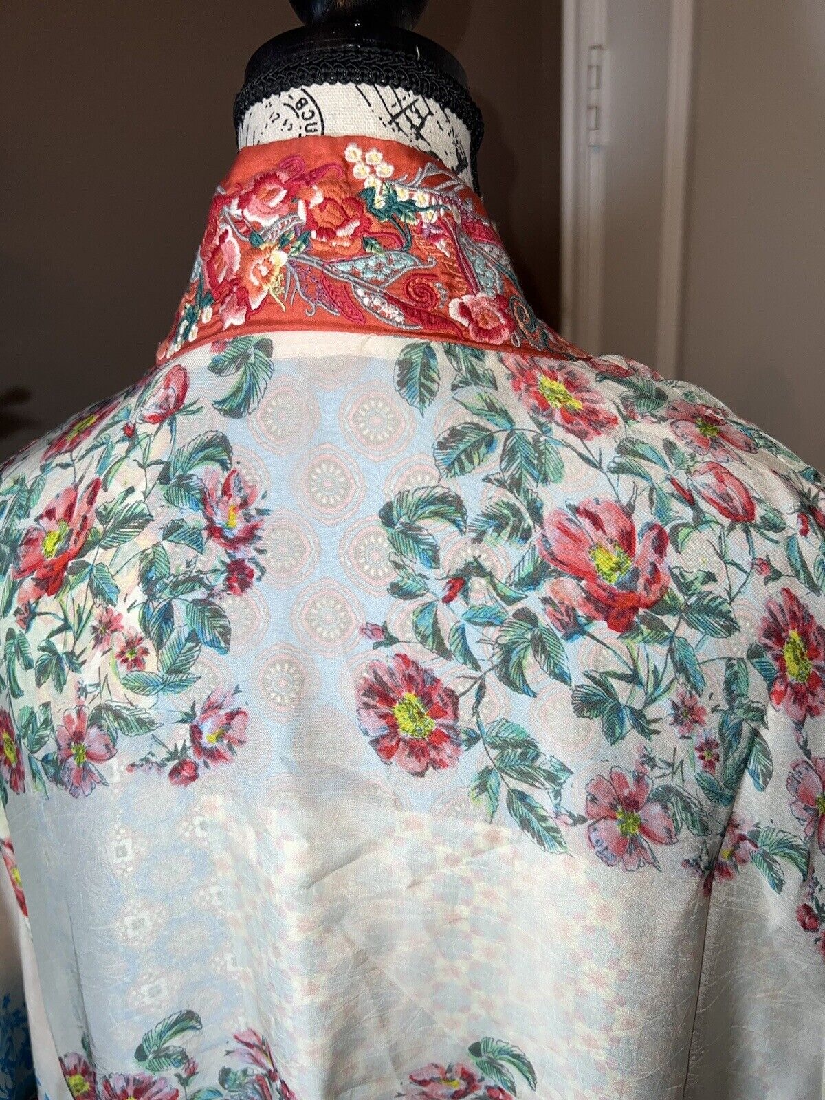 Johnny Was Silk REVERSIBLE Floral Kimono  XL 1X Embroidered & Pockets