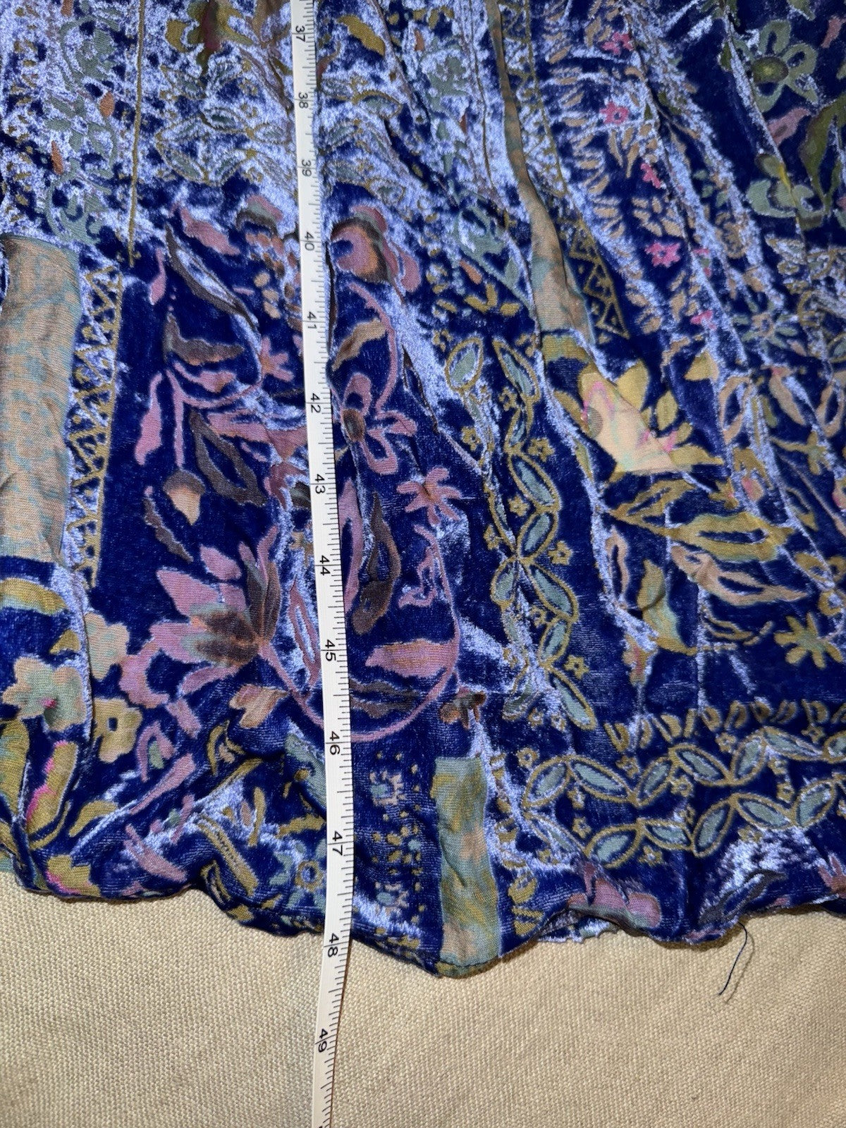 Johnny Was 3X Blue & Purple Velvet Burnout Shift MIDI Dress Lightweight Cool Johnny Was