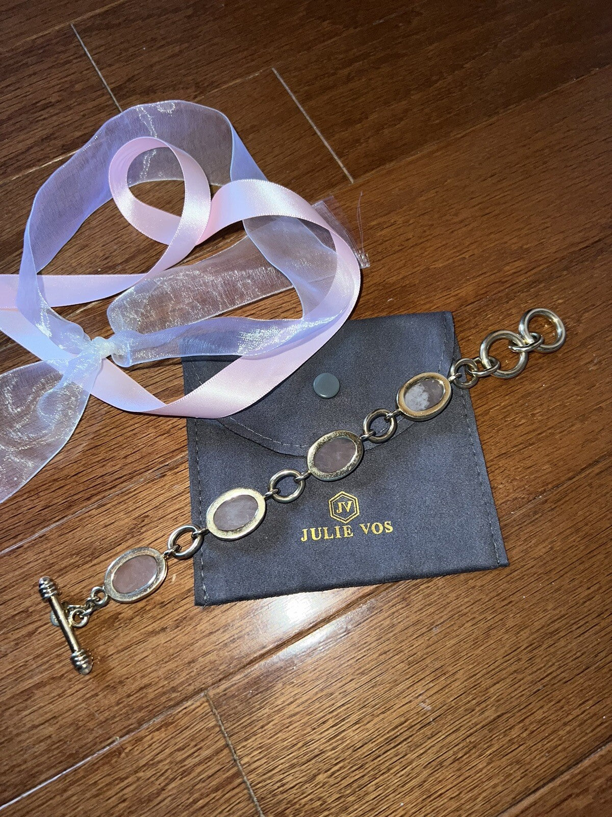 Julie Vos Pink Quartz Toggle Link Bracelet Adjustable Soft & Feminine Julie Vos