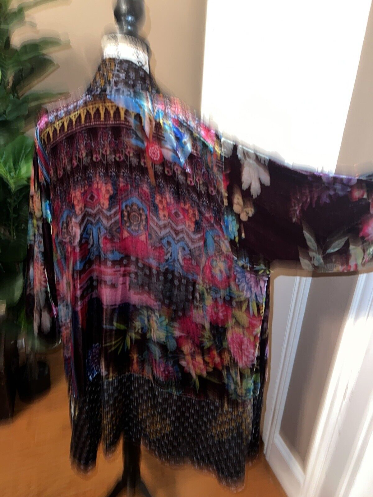 Johnny Was Velvet Kimono Wrap Jacket Sz L Large Multicolor Oversized