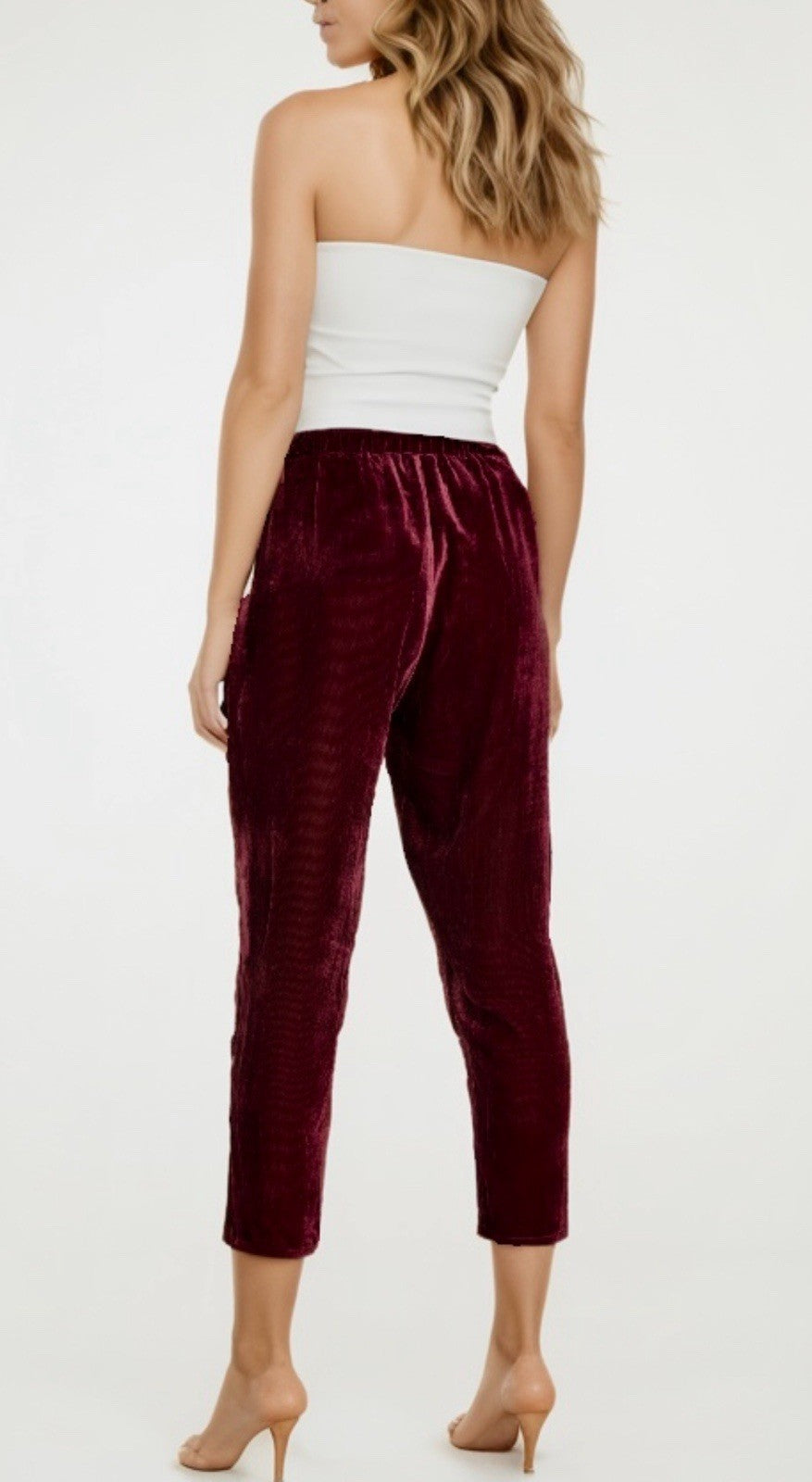 Johnny Was XL Berry Red CorduroyVelvet Pants Stretch Waist Pull On $298 Ret Johnny Was