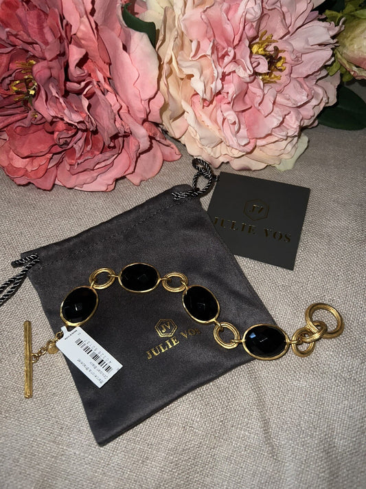 Julie Vos 8” Black Obsidian Link Bracelet Adjustable Toggle Julie Vos