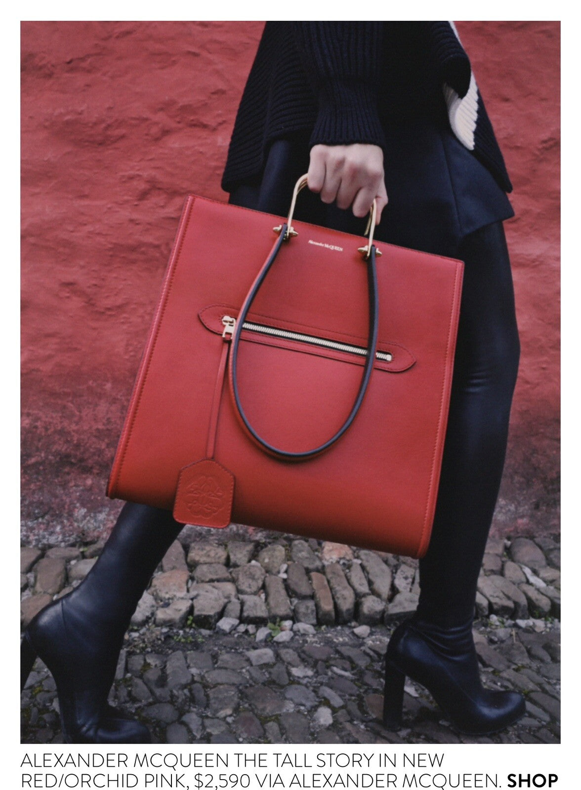 Alexander McQueen Red Leather Tall Story Bag/Tote Authenticated Retail $2590 WOW Alexander McQueen