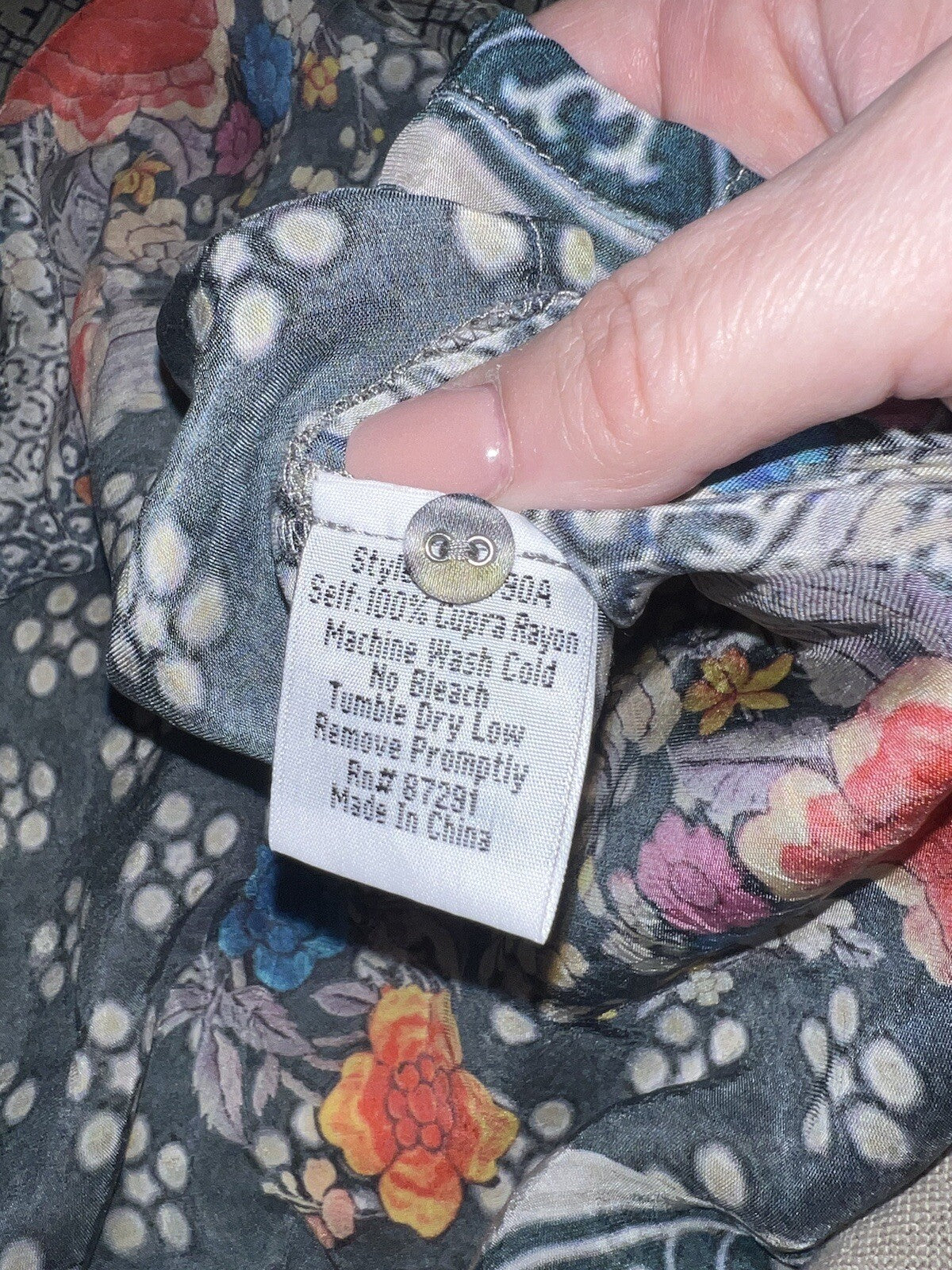 Johnny Was XXL Silky Top Long Sleeve Blouse Button Up Lightweight Floral Tunic Johnny Was