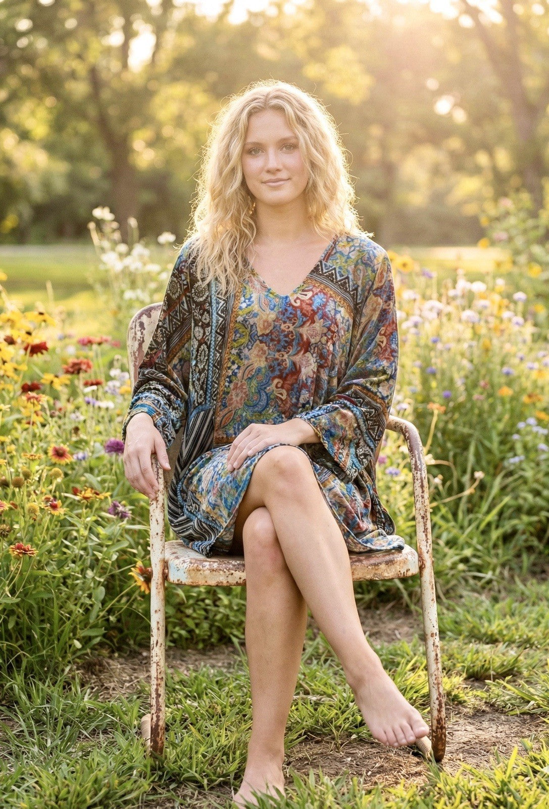 Johnny Was XXL Velvet Mini Shift Dress Tunic Or Top Shirt Jewel Tones BOHO Johnny Was