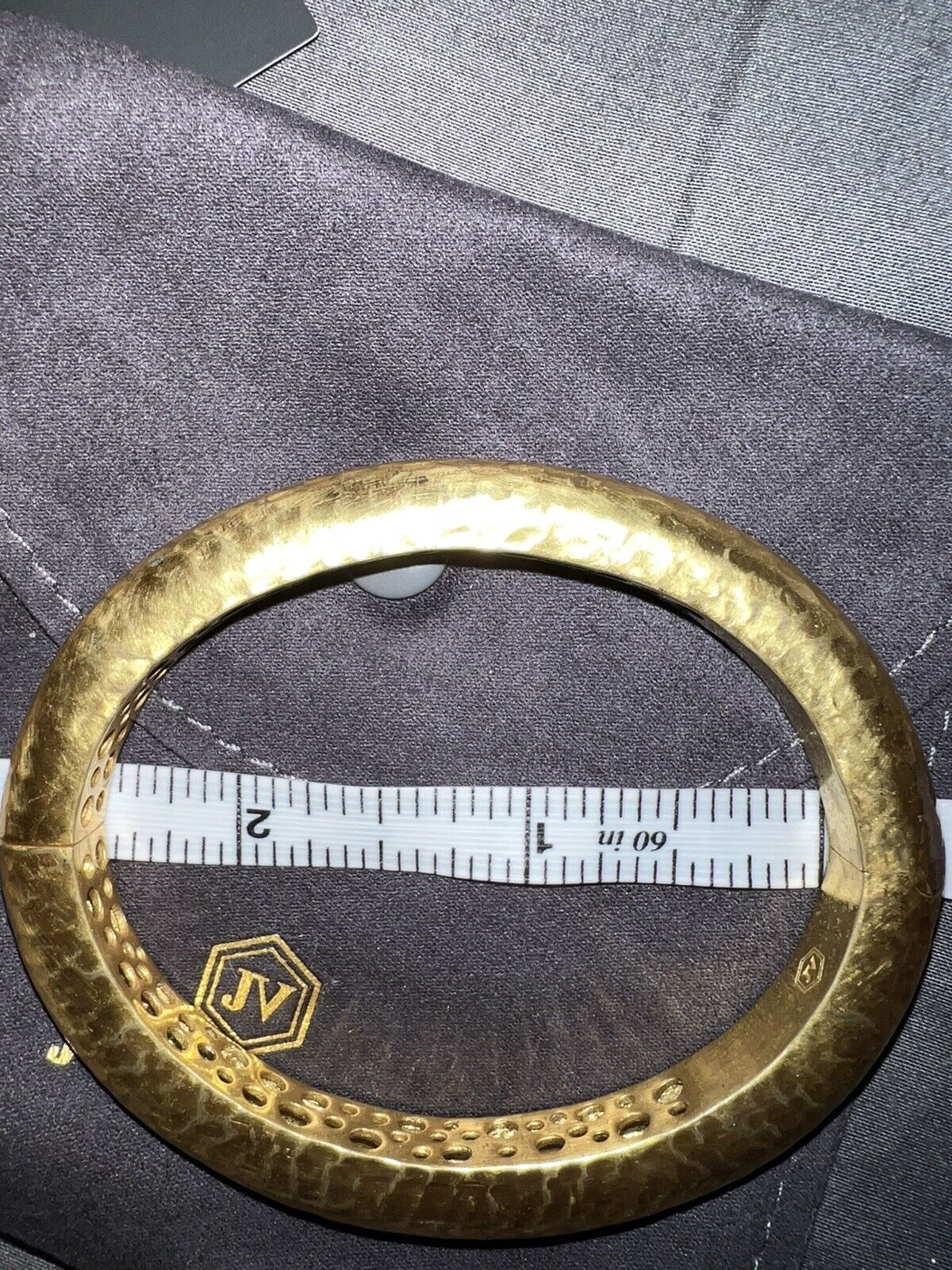 Julie Vos Hammered 24k Gold Plated Hinged Bangle Bracelet  (2 Available)