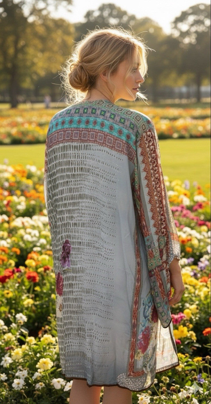 Johnny Was 1X Shift Mini Dress Tunic Top Lightweight Cool Soft Patchwork Johnny Was