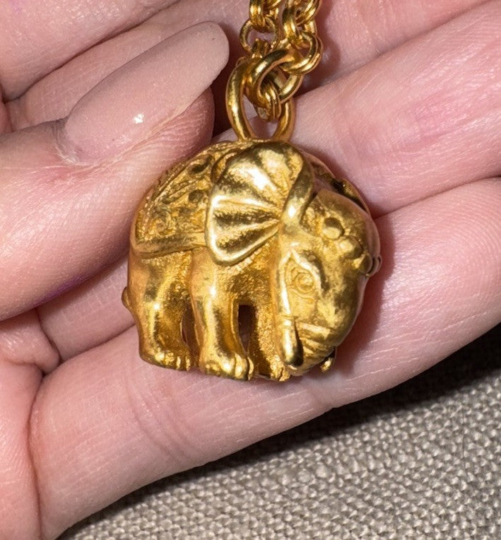 Julie Vos India Elephant Pendant Long Necklace 34” 24K Gold Plated Indian Julie Vos