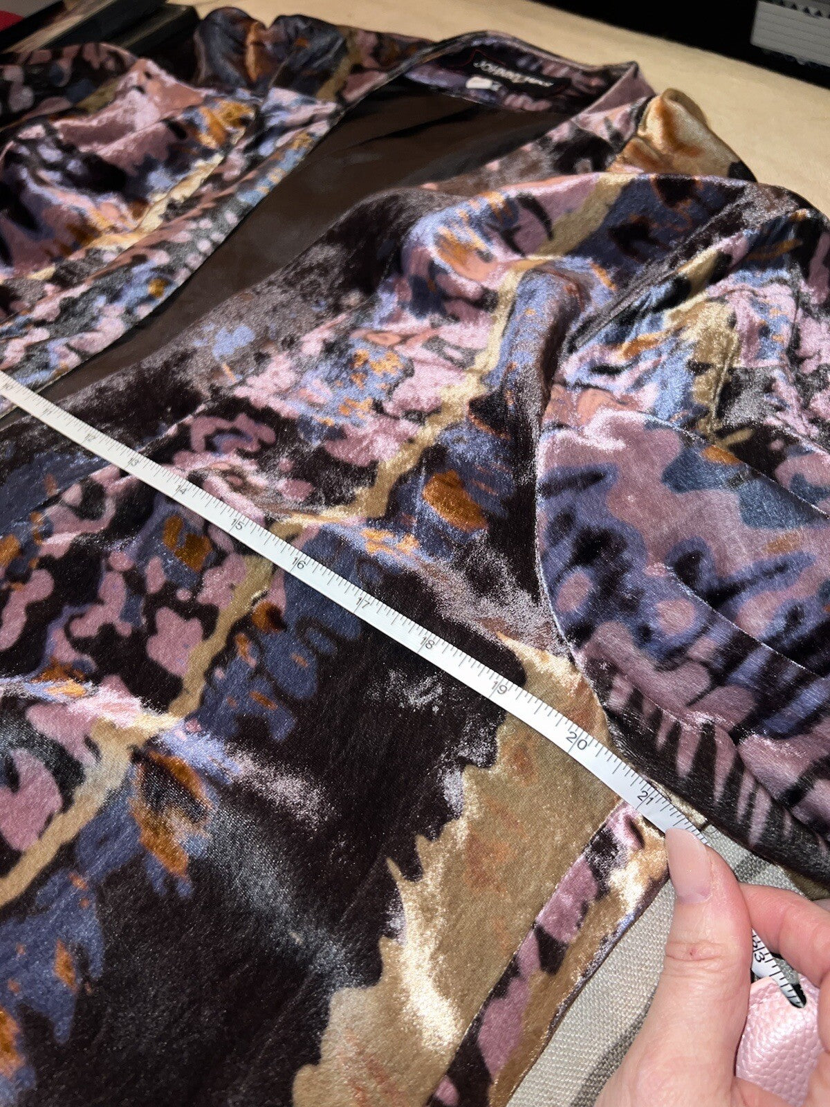 Johnny Was M Velvet Silk Lined Kimono Wrap Jacket Purple Blue Gold Artsy BOHO Johnny Was