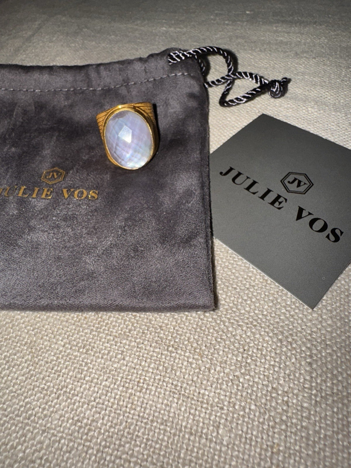 Julie Vos 7 Iridescent Heather Lavender Statement Ring ADJUSTABLE 24K Plated Julie Vos