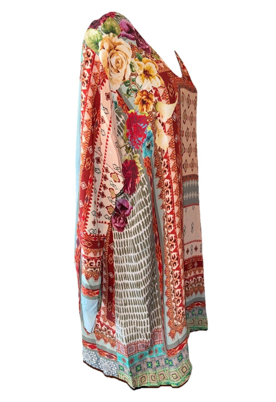 Johnny Was 1X Shift Mini Dress Tunic Top Lightweight Cool Soft Patchwork Johnny Was