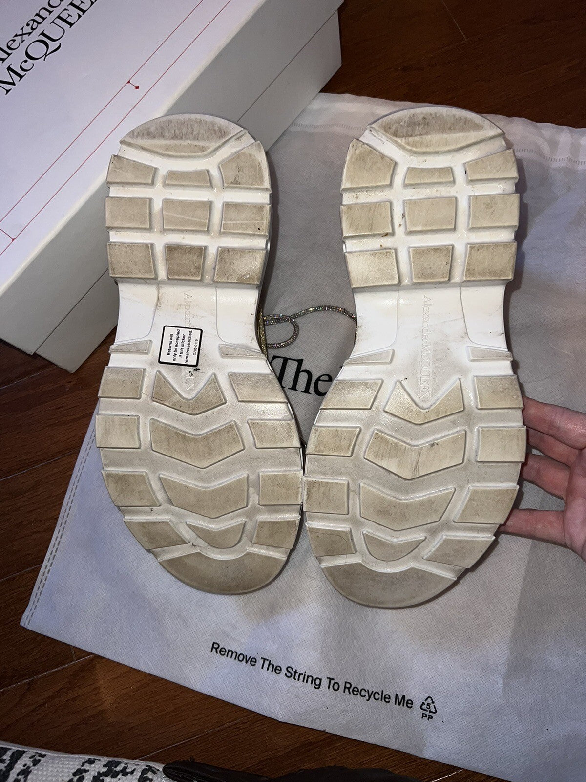 Alexander McQueen Tread Slick Gold Glitter Sneakers Retail $1180 Sz 42 US 10 Alexander McQueen