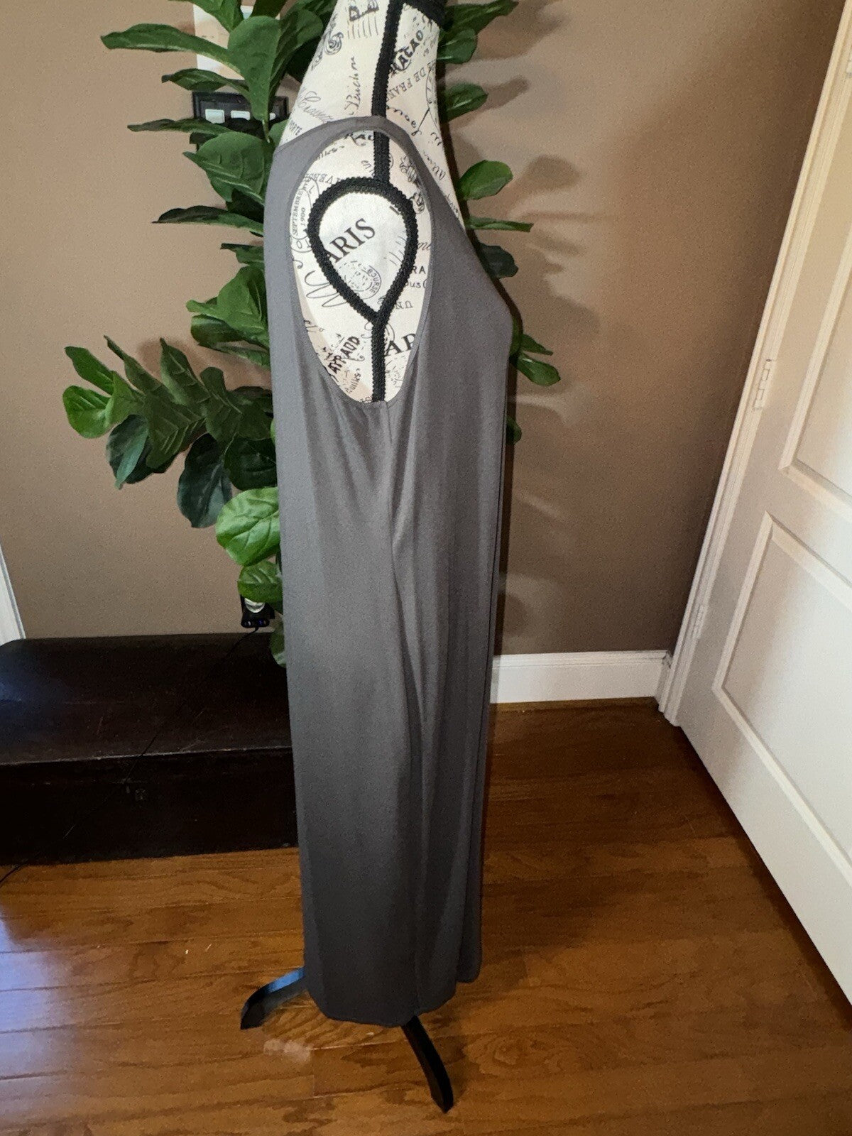 Eileen Fisher Viscose Mushroom Brown Maxi Dress Sz L Large Eileen Fisher