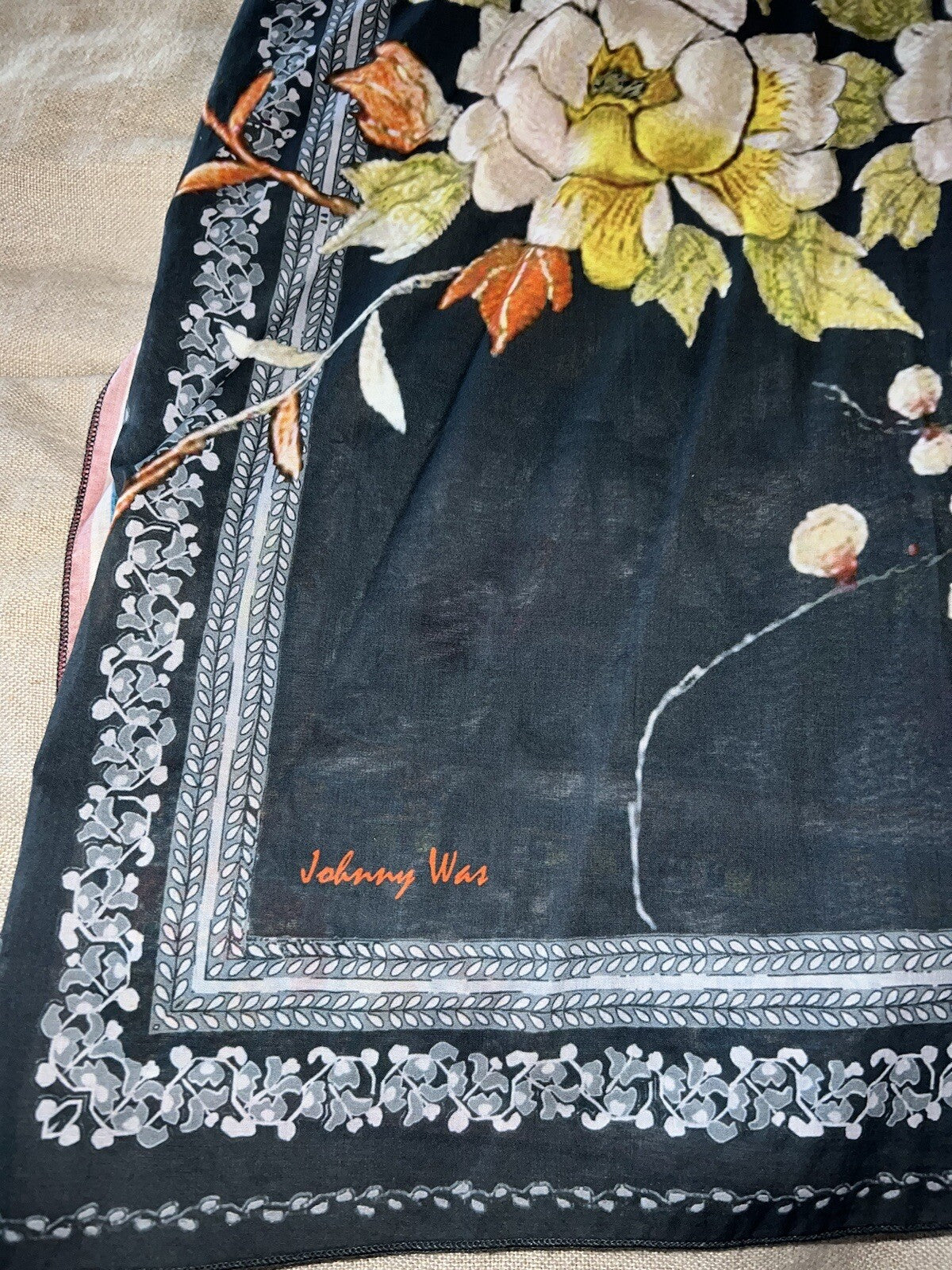 Johnny Was O/S Kimono Wrap Top Cover Up Beautiful Back & Beading Summer One Size Johnny Was