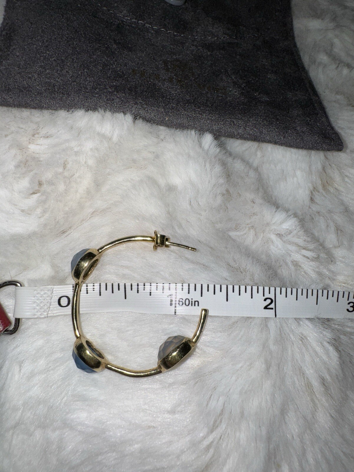 Julie Vos Blue & 24k Gold Plated Hoop & Stone Earrings 1.25” RETIRED VINTAGE Julie Vos