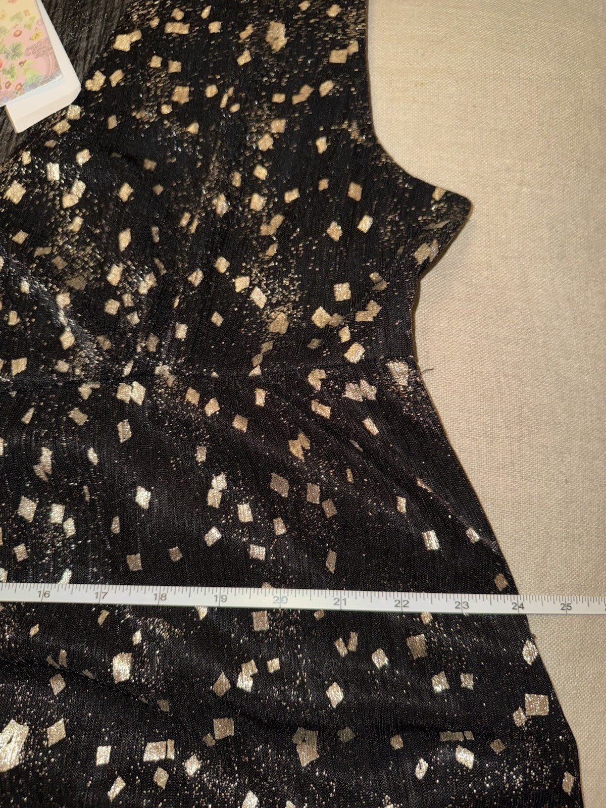 Johnny Was L Black & Gold Long Maxi Party Dress Sleeveless Pair W/ Kimono Johnny Was